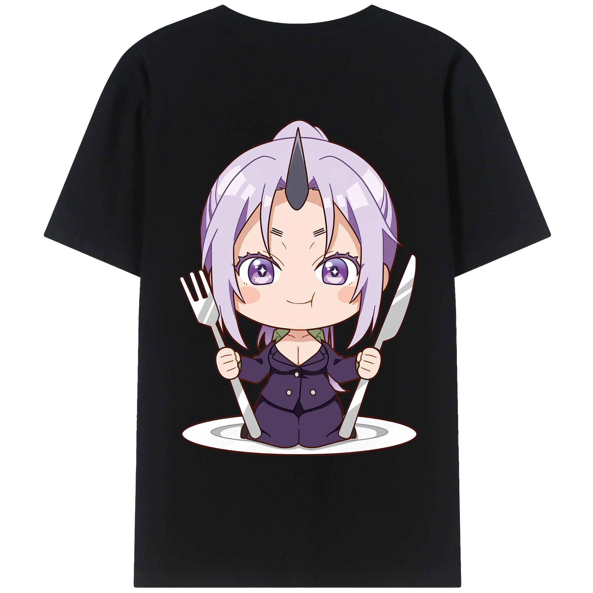 （画像用） 転スラ Regarding Reincarnated to Slime 綿100％ メンズ半袖Tシャツ（バックプリント） 通気性