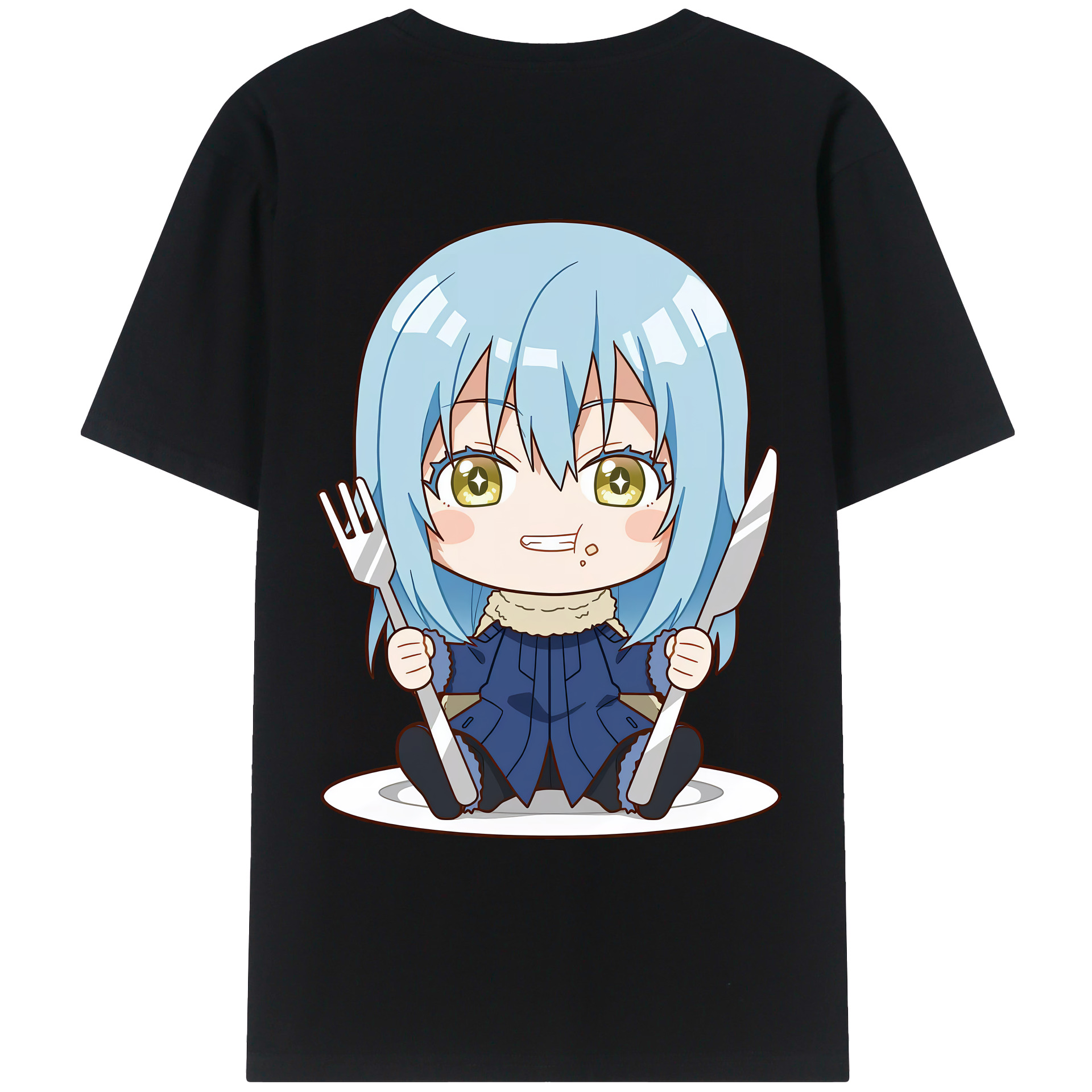 （画像用） 転スラ Regarding Reincarnated to Slime 綿100％ メンズ半袖Tシャツ（バックプリント） 通気性
