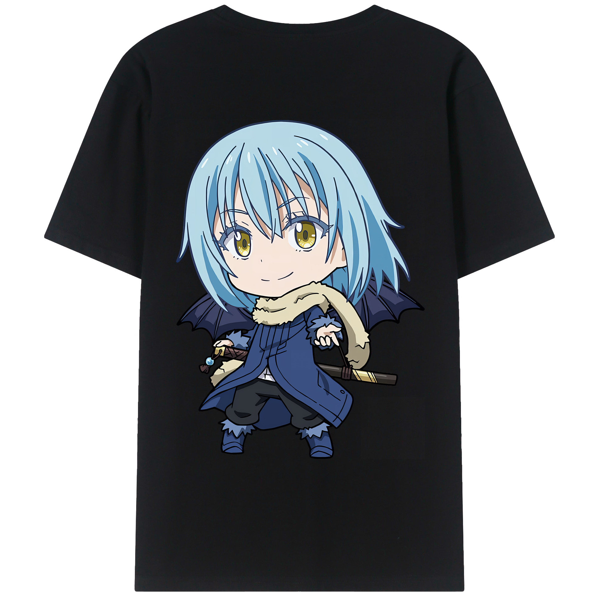 （画像用） 転スラ Regarding Reincarnated to Slime 綿100％ メンズ半袖Tシャツ（バックプリント） 通気性
