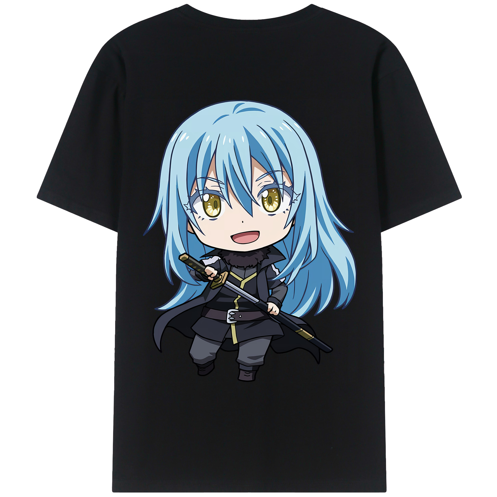 （画像用） 転スラ Regarding Reincarnated to Slime 綿100％ メンズ半袖Tシャツ（バックプリント） 通気性