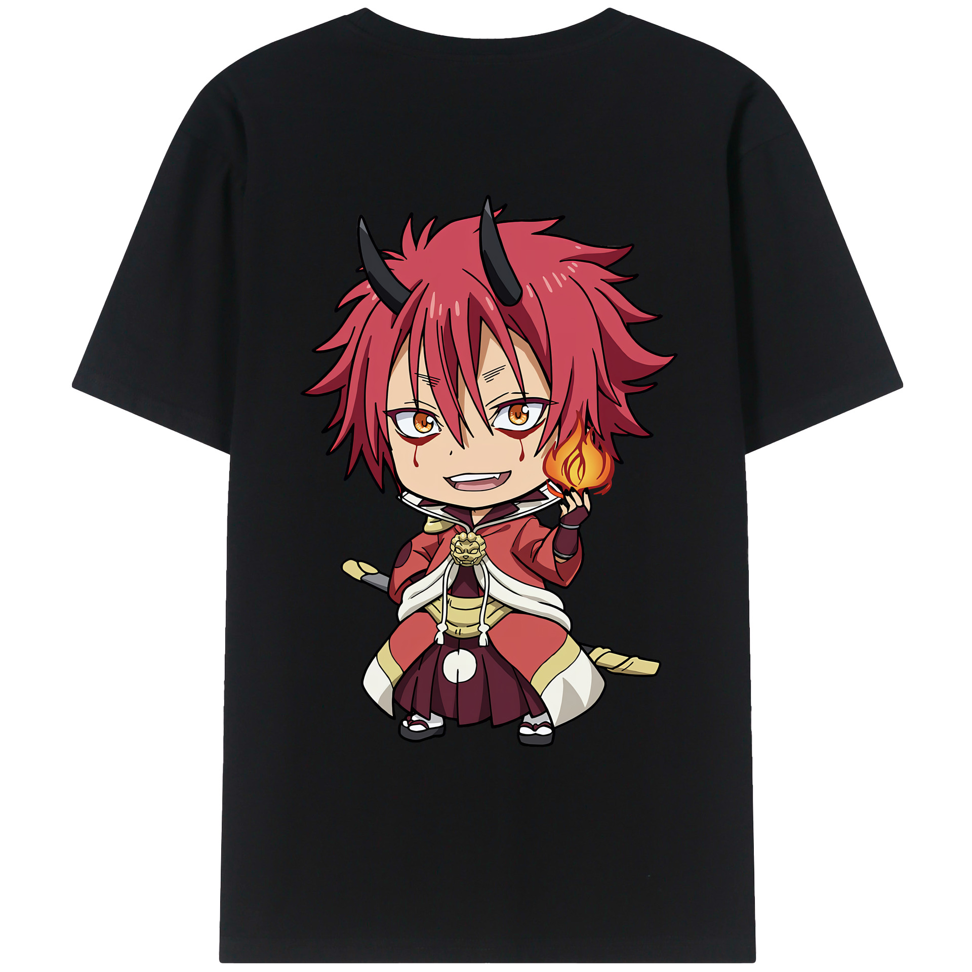 （画像用） 転スラ Regarding Reincarnated to Slime 綿100％ メンズ半袖Tシャツ（バックプリント） 通気性
