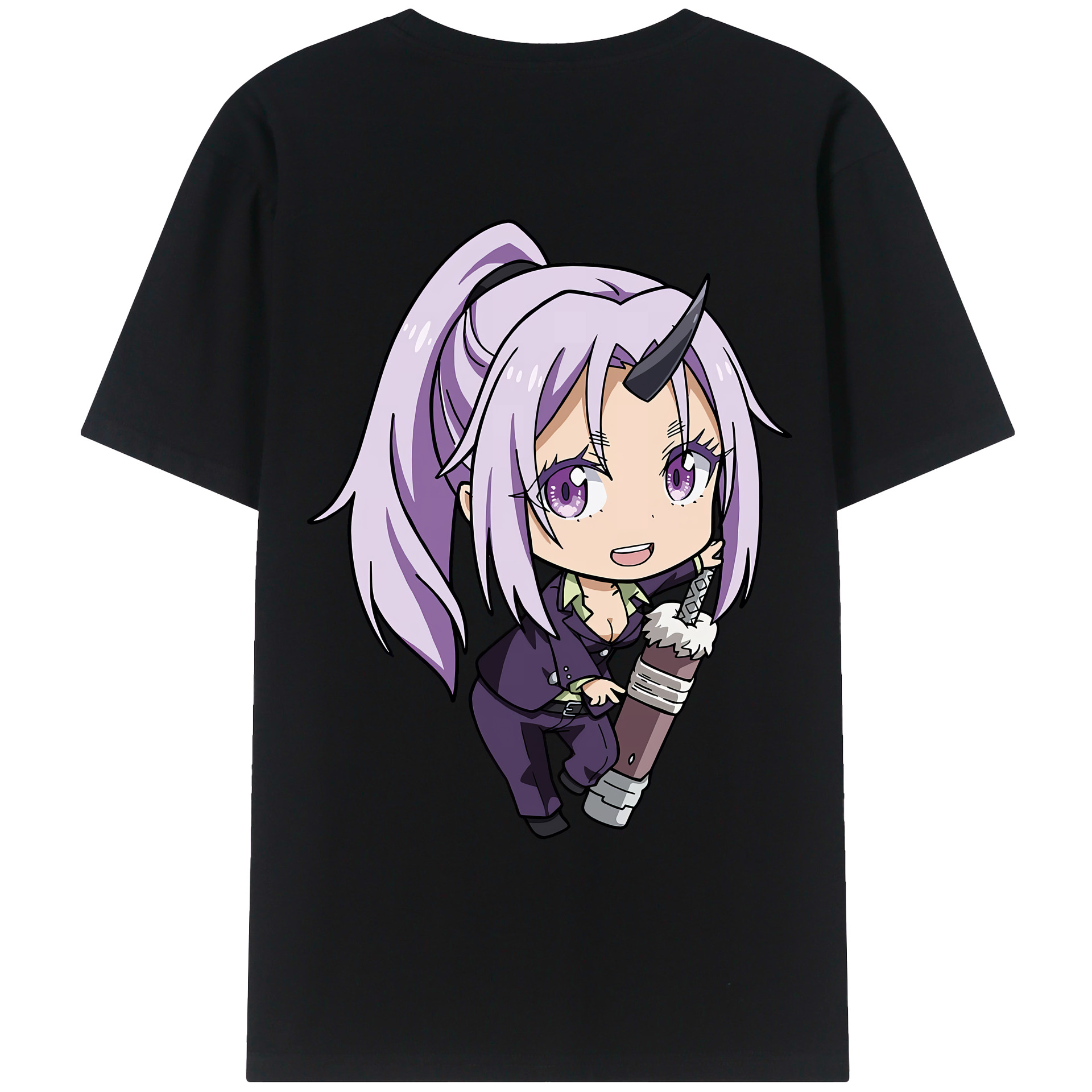 （画像用） 転スラ Regarding Reincarnated to Slime 綿100％ メンズ半袖Tシャツ（バックプリント） 通気性