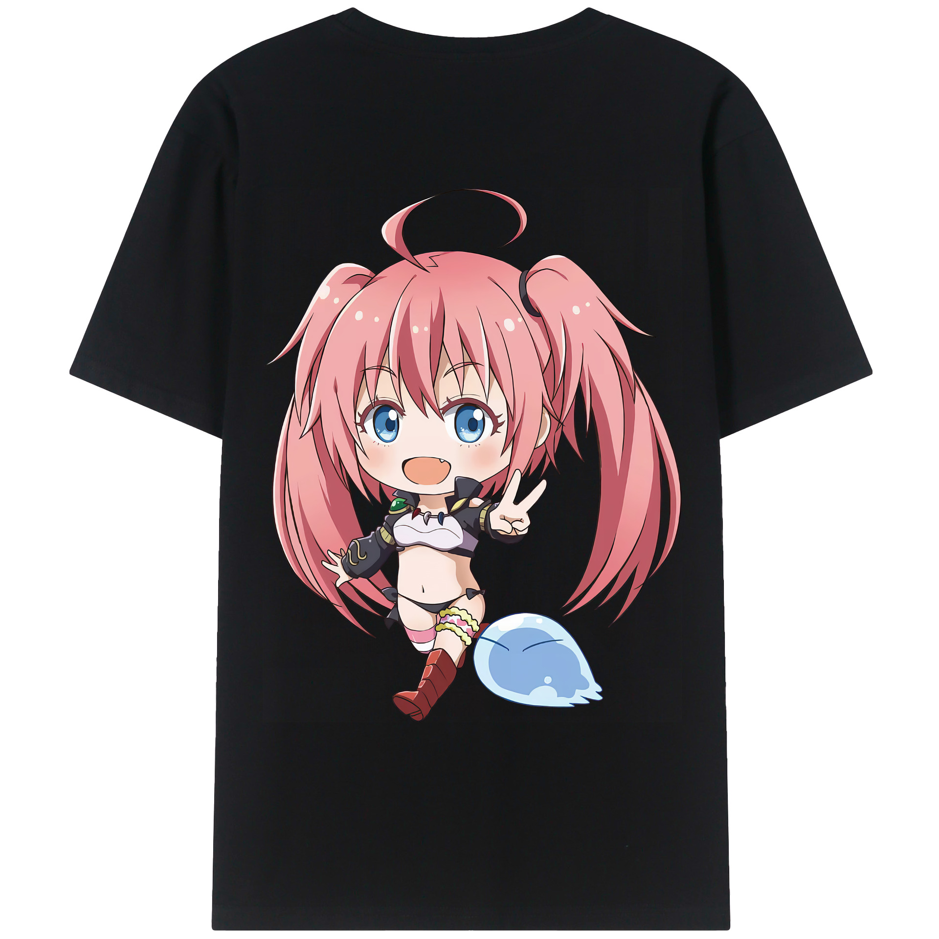 （画像用） 転スラ Regarding Reincarnated to Slime 綿100％ メンズ半袖Tシャツ（バックプリント） 通気性