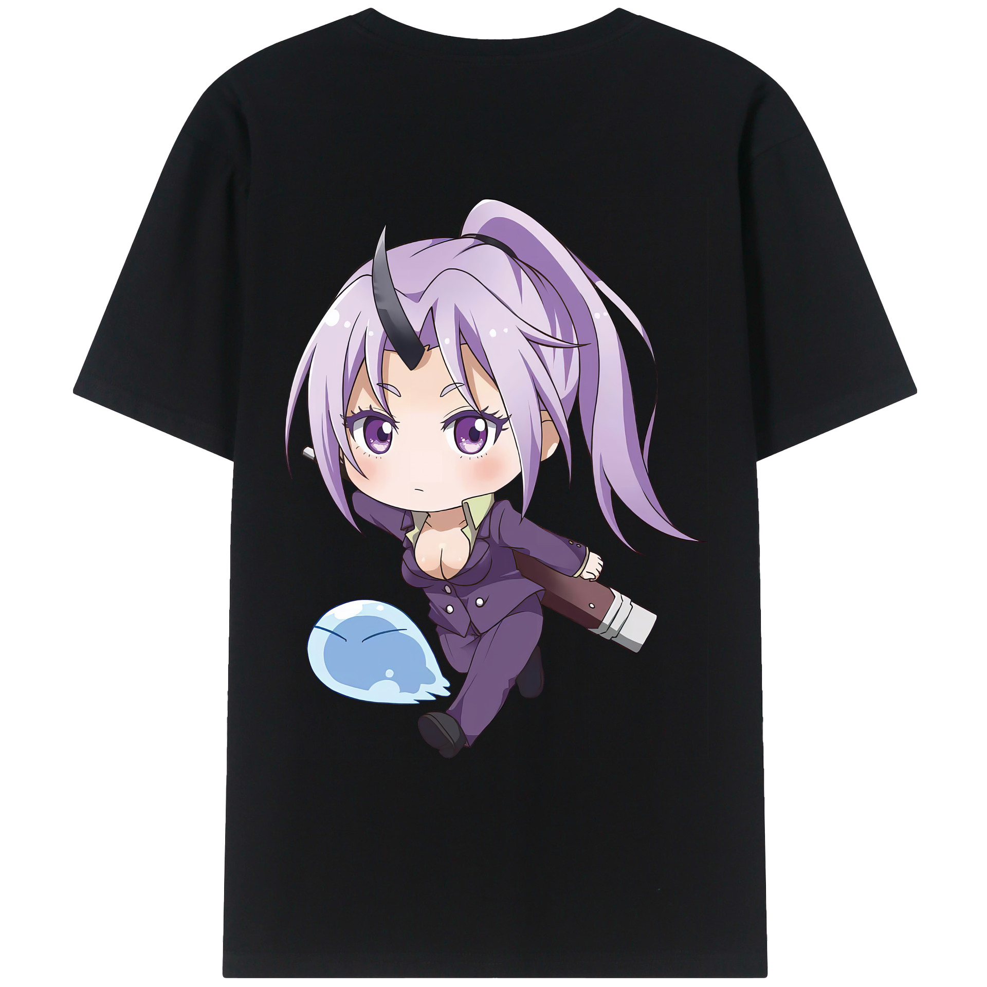 （画像用） 転スラ Regarding Reincarnated to Slime 綿100％ メンズ半袖Tシャツ（バックプリント） 通気性