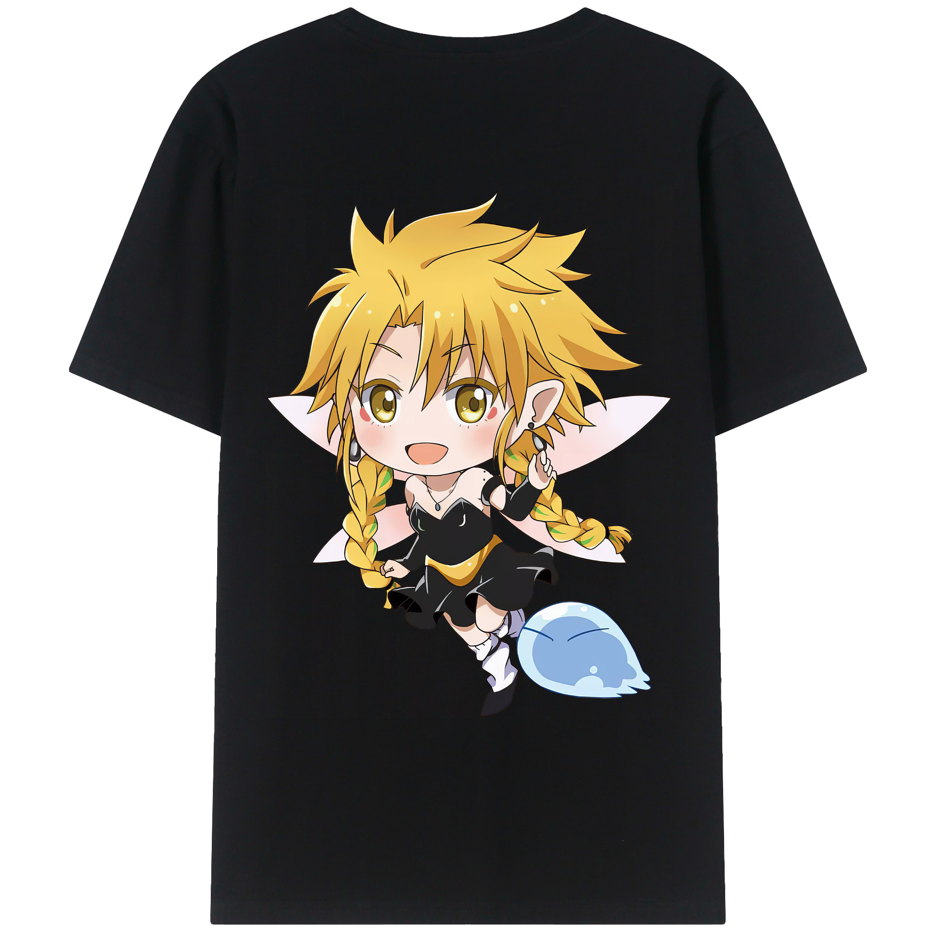 （画像用） 転スラ Regarding Reincarnated to Slime 綿100％ メンズ半袖Tシャツ（バックプリント） 通気性
