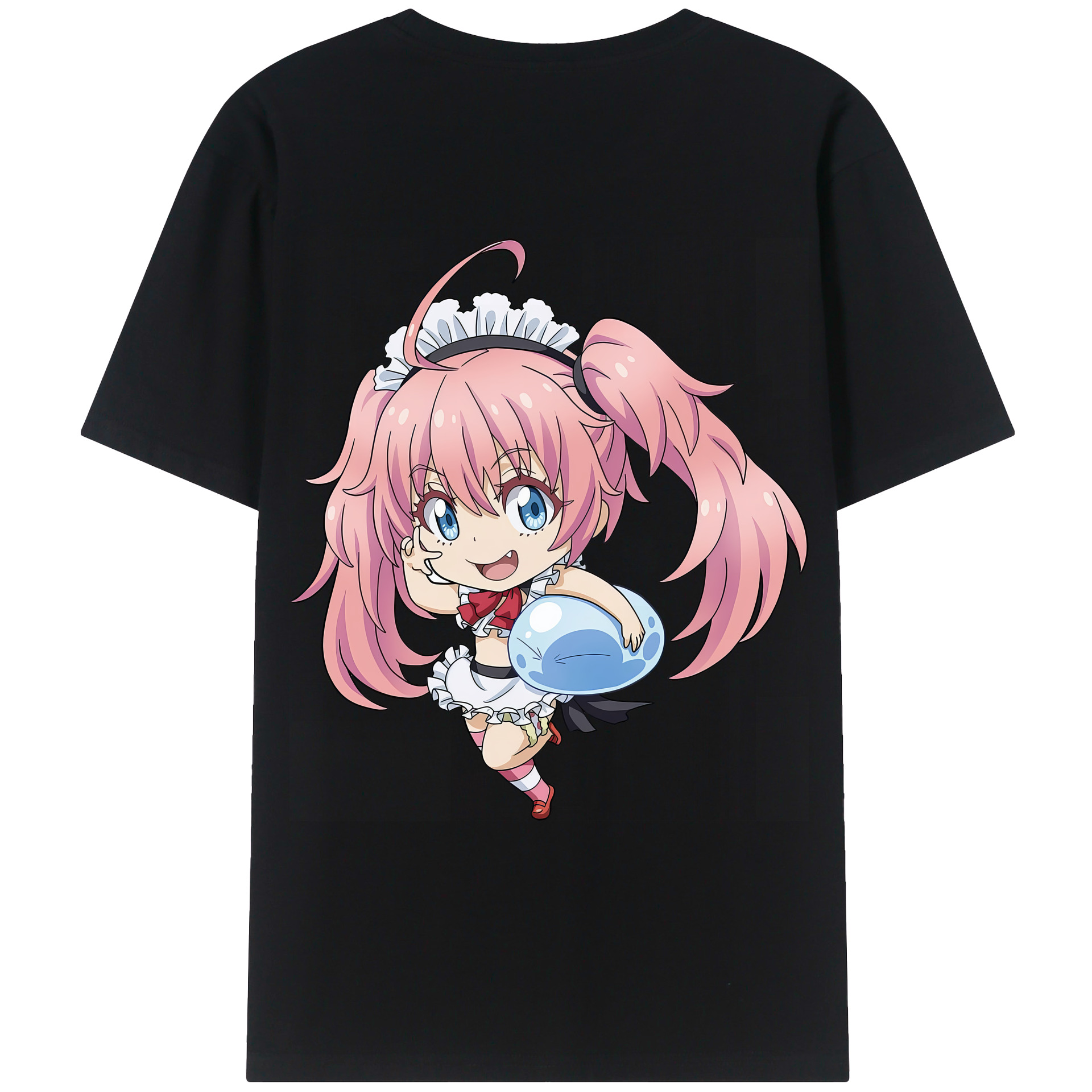 （画像用） 転スラ Regarding Reincarnated to Slime 綿100％ メンズ半袖Tシャツ（バックプリント） 通気性