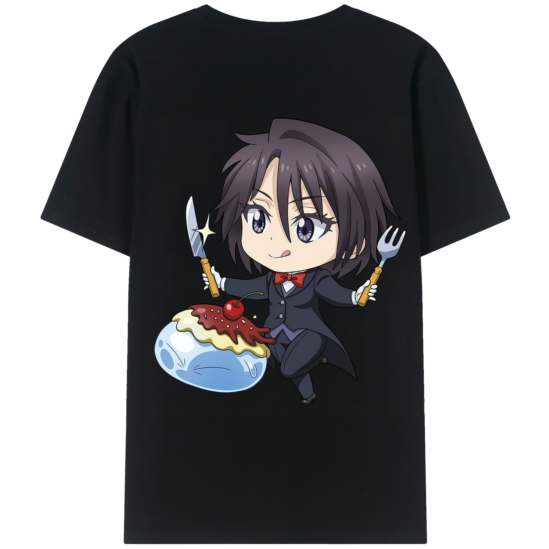 （画像用） 転スラ Regarding Reincarnated to Slime 綿100％ メンズ半袖Tシャツ（バックプリント） 通気性