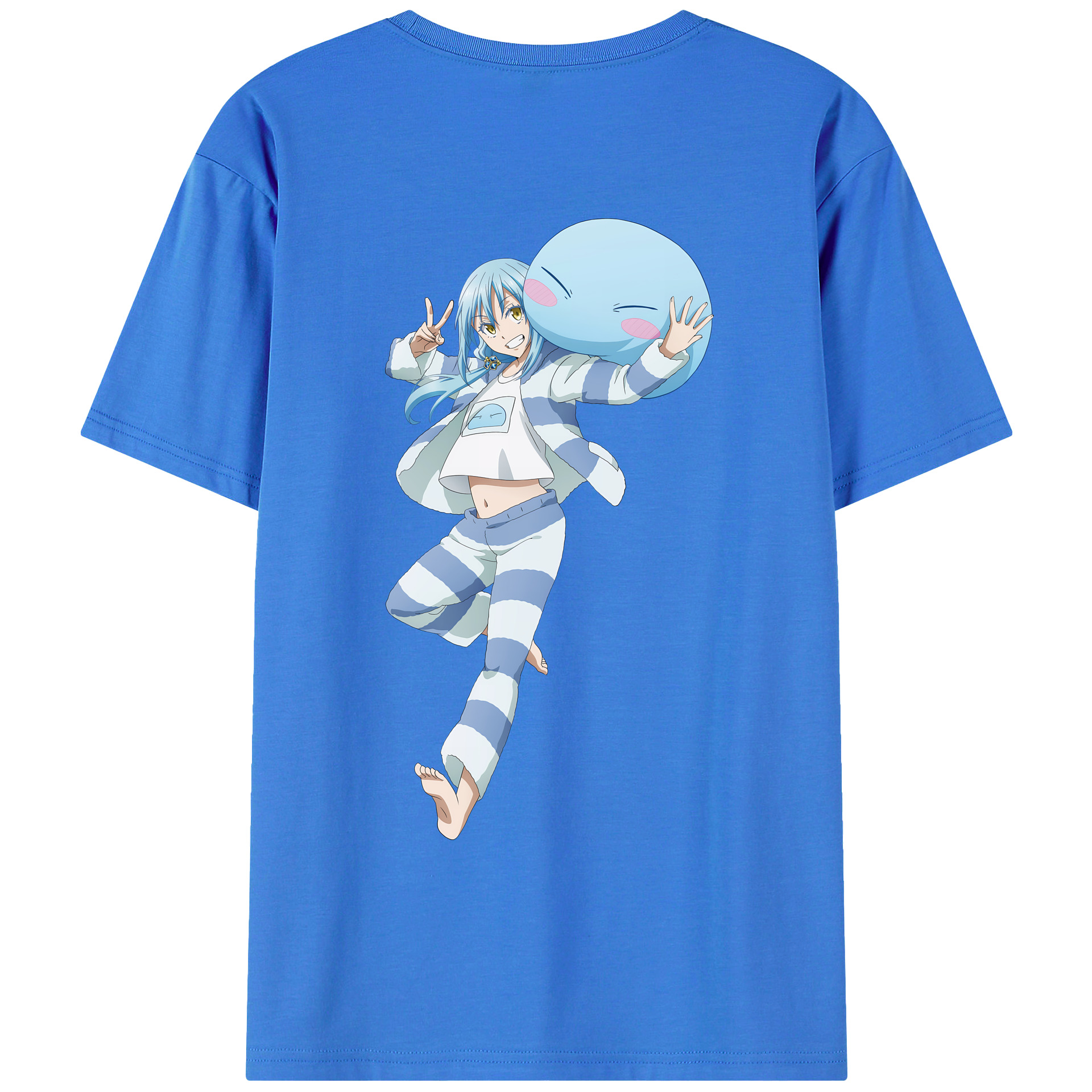 （画像用） 転スラ Regarding Reincarnated to Slime 綿100％ メンズ半袖Tシャツ（バックプリント） 通気性