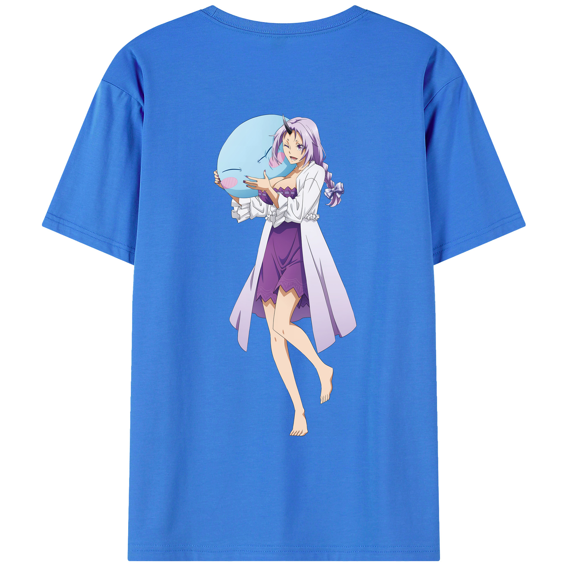 （画像用） 転スラ Regarding Reincarnated to Slime 綿100％ メンズ半袖Tシャツ（バックプリント） 通気性