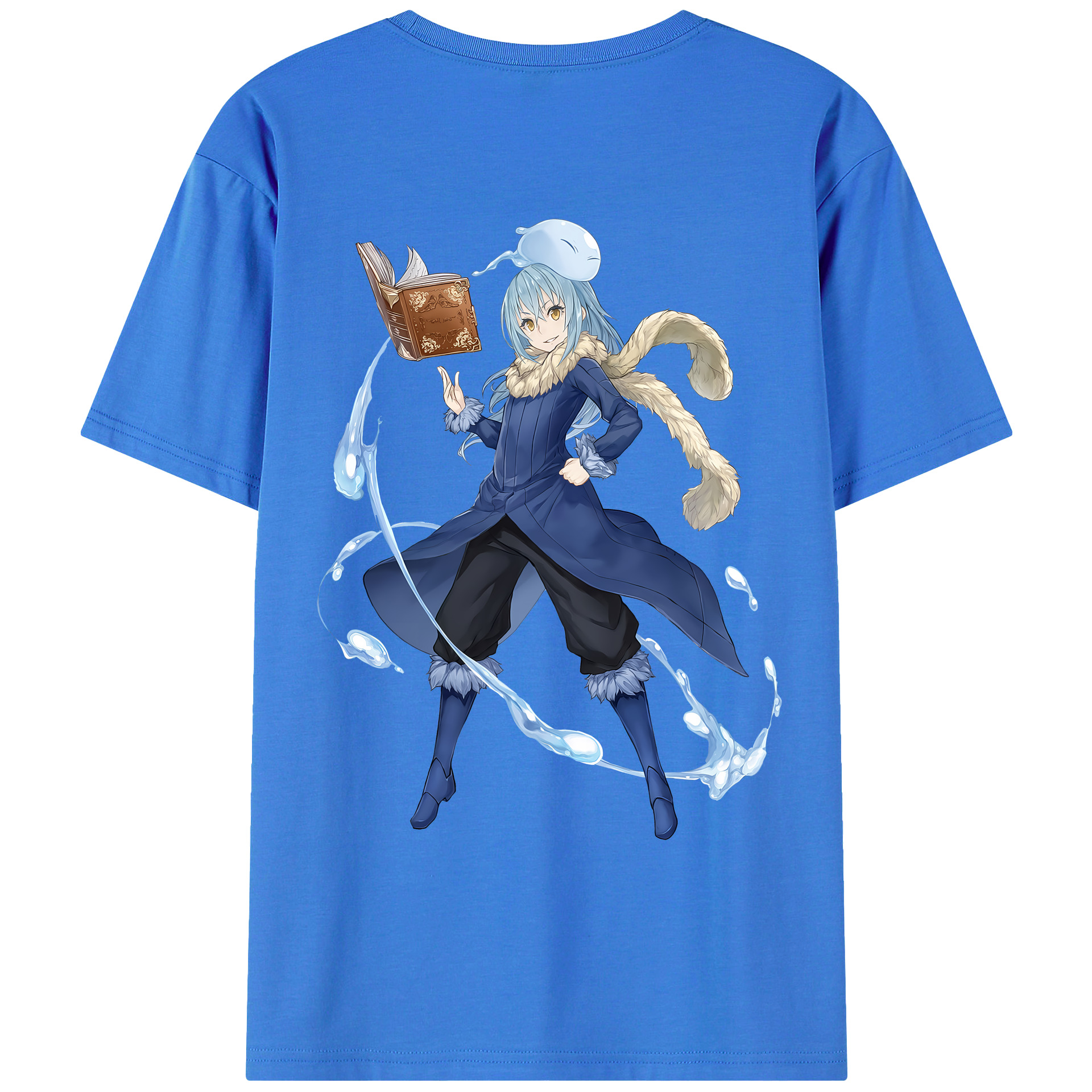 （画像用） 転スラ Regarding Reincarnated to Slime 綿100％ メンズ半袖Tシャツ（バックプリント） 通気性