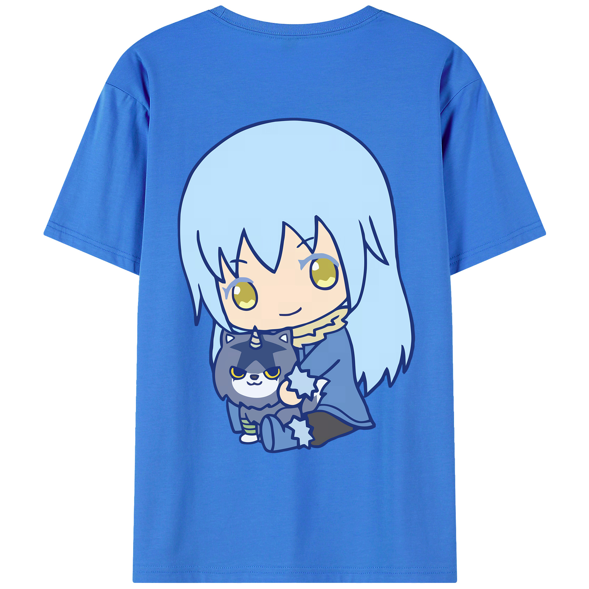 （画像用） 転スラ Regarding Reincarnated to Slime 綿100％ メンズ半袖Tシャツ（バックプリント） 通気性