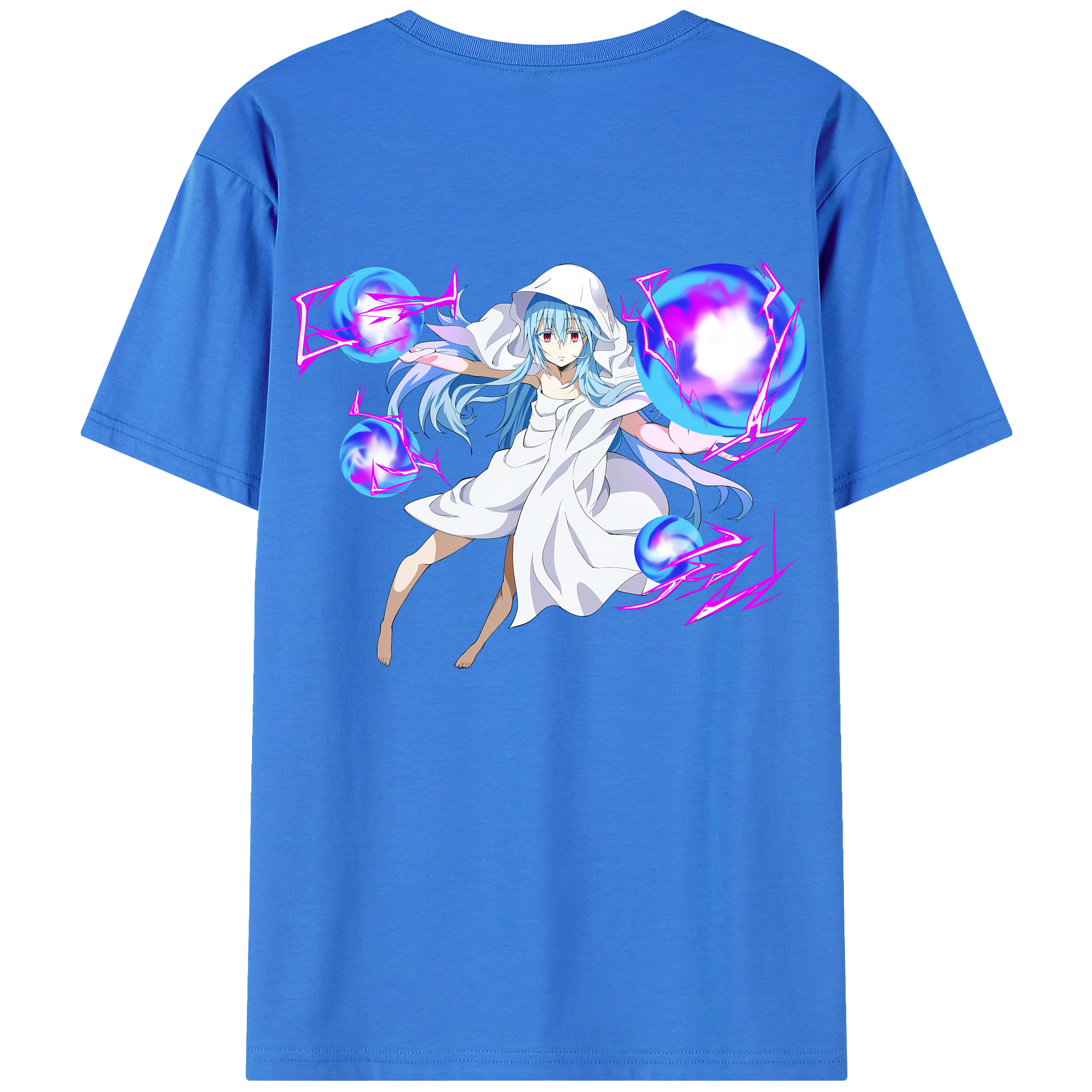 （画像用） 転スラ Regarding Reincarnated to Slime 綿100％ メンズ半袖Tシャツ（バックプリント） 通気性