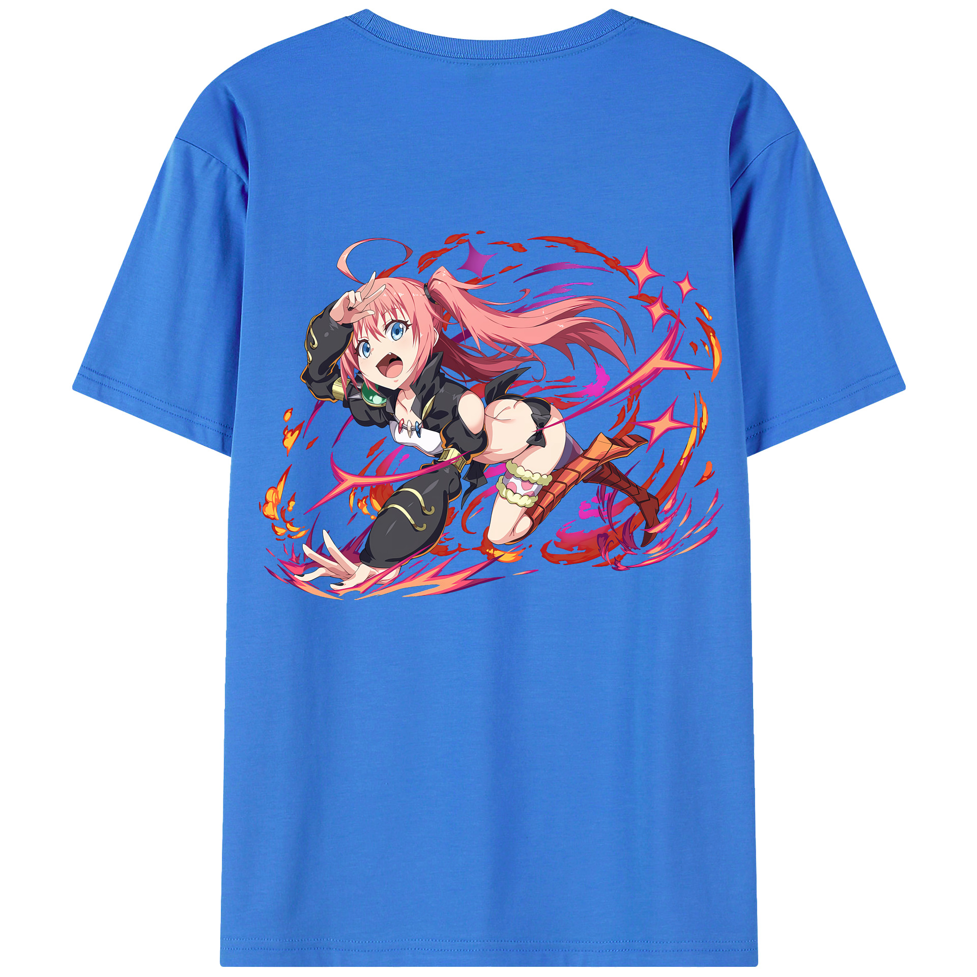 （画像用） 転スラ Regarding Reincarnated to Slime 綿100％ メンズ半袖Tシャツ（バックプリント） 通気性
