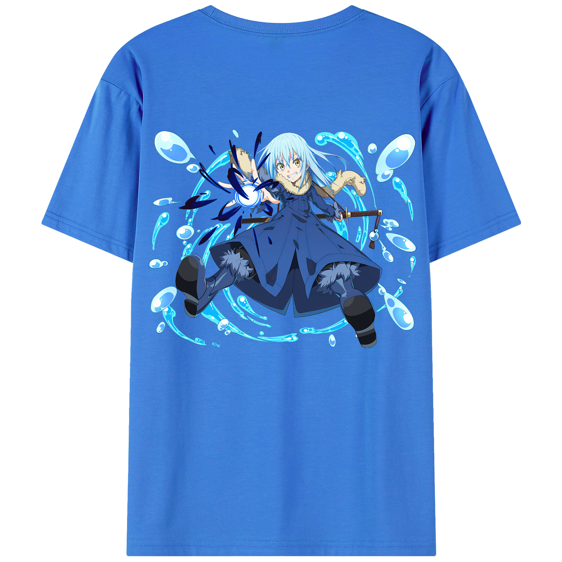 （画像用） 転スラ Regarding Reincarnated to Slime 綿100％ メンズ半袖Tシャツ（バックプリント） 通気性