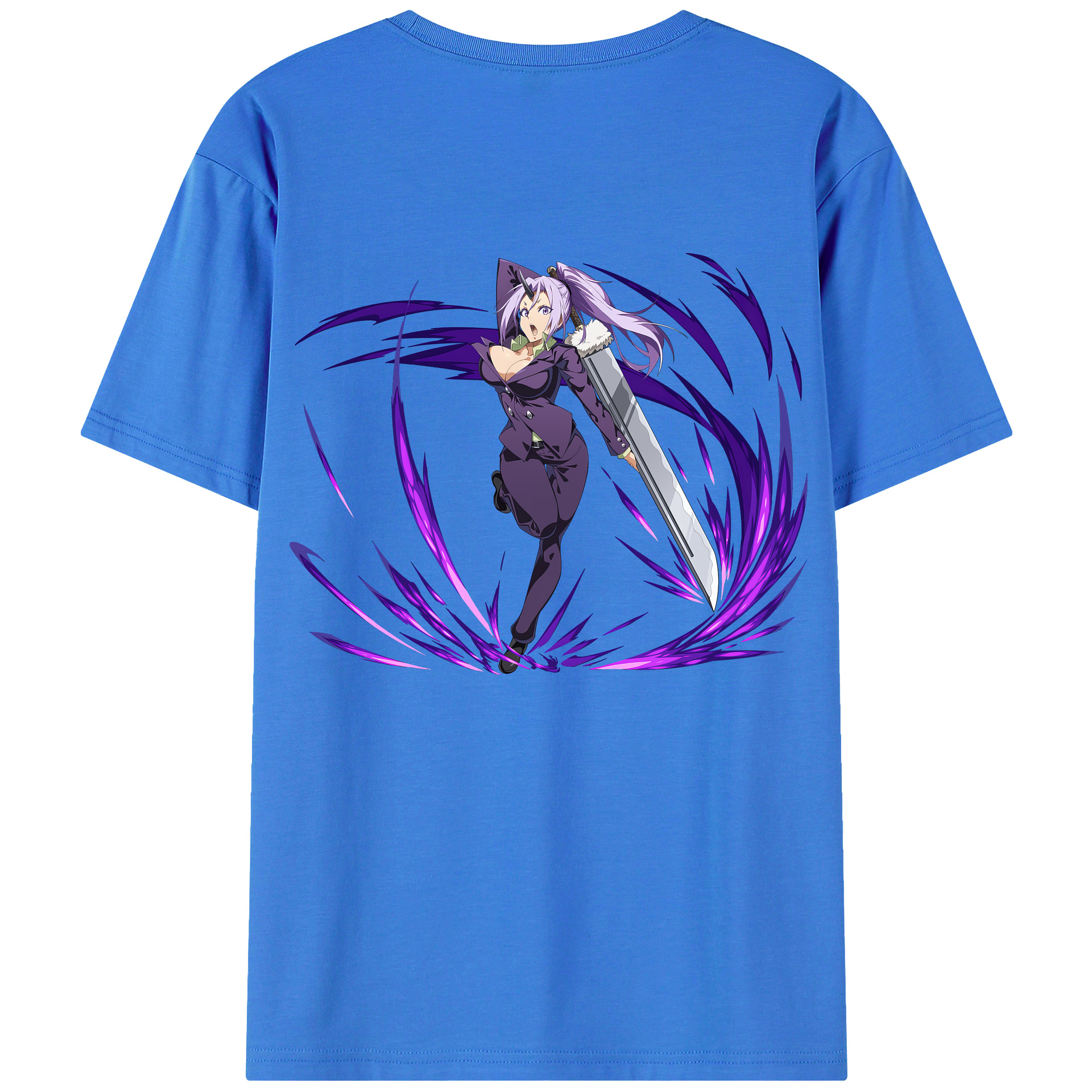 （画像用） 転スラ Regarding Reincarnated to Slime 綿100％ メンズ半袖Tシャツ（バックプリント） 通気性