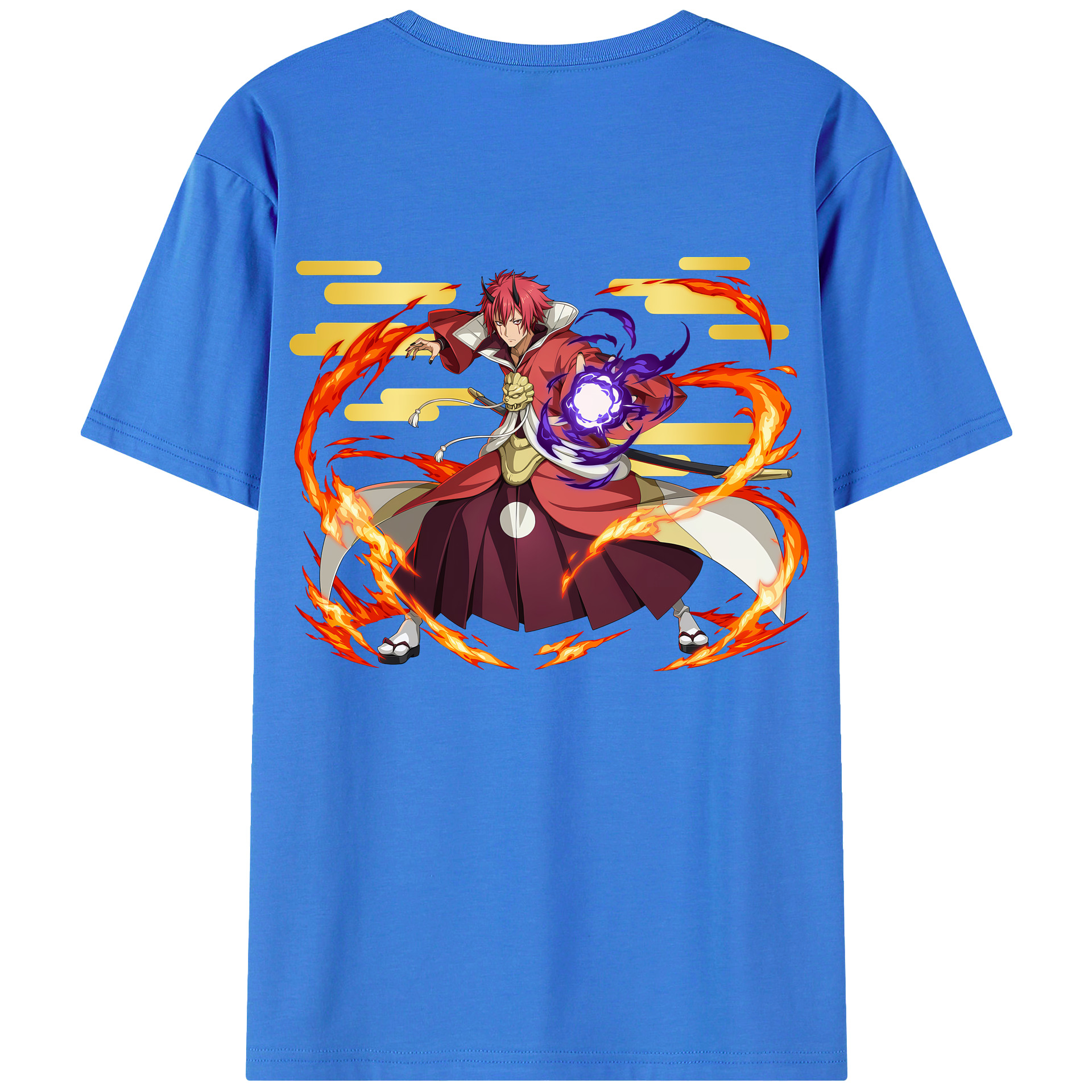 （画像用） 転スラ Regarding Reincarnated to Slime 綿100％ メンズ半袖Tシャツ（バックプリント） 通気性
