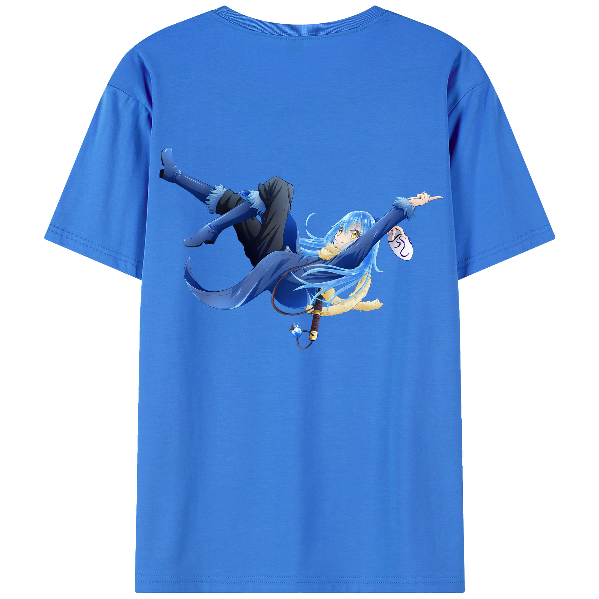 （画像用） 転スラ Regarding Reincarnated to Slime 綿100％ メンズ半袖Tシャツ（バックプリント） 通気性