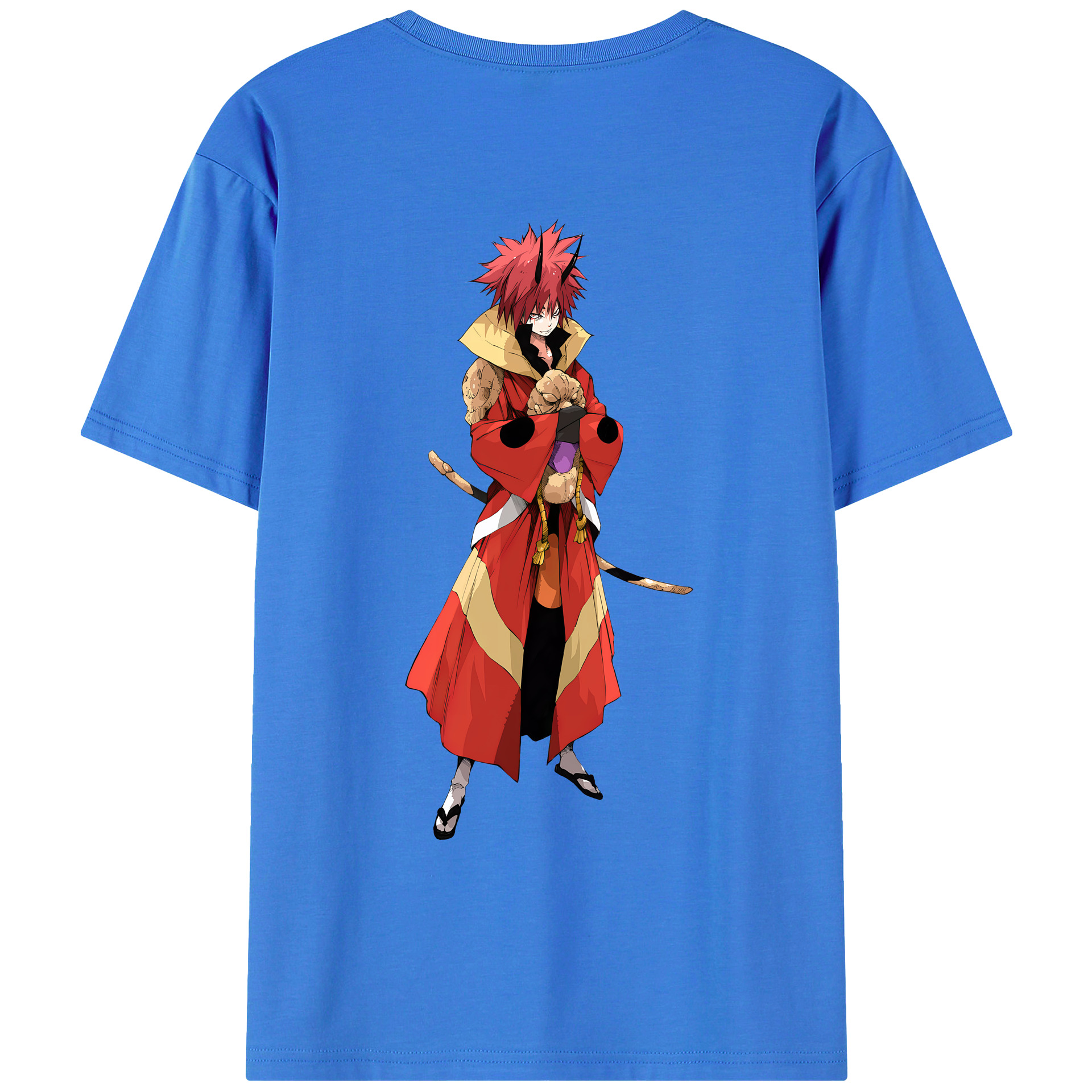 （画像用） 転スラ Regarding Reincarnated to Slime 綿100％ メンズ半袖Tシャツ（バックプリント） 通気性