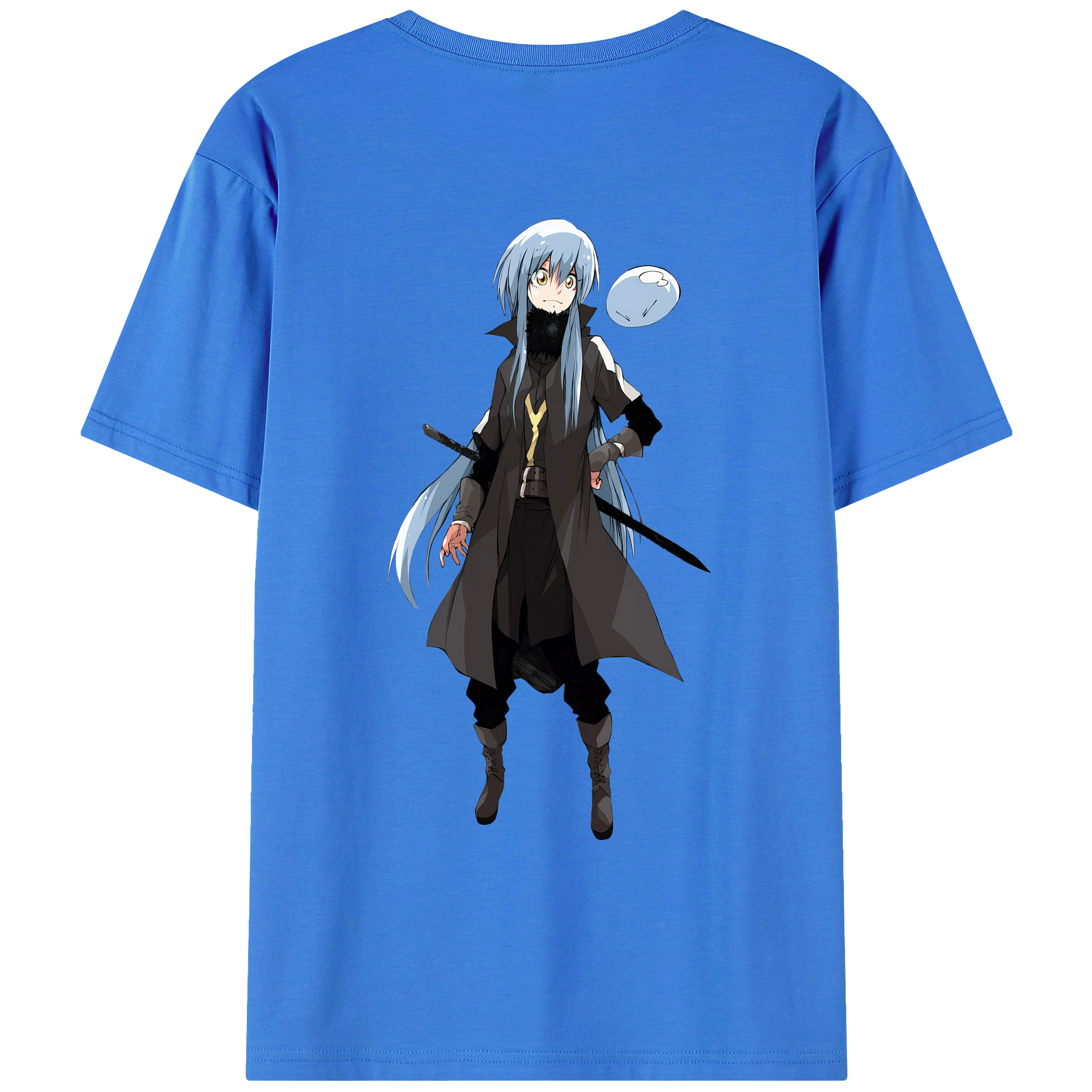 （画像用） 転スラ Regarding Reincarnated to Slime 綿100％ メンズ半袖Tシャツ（バックプリント） 通気性