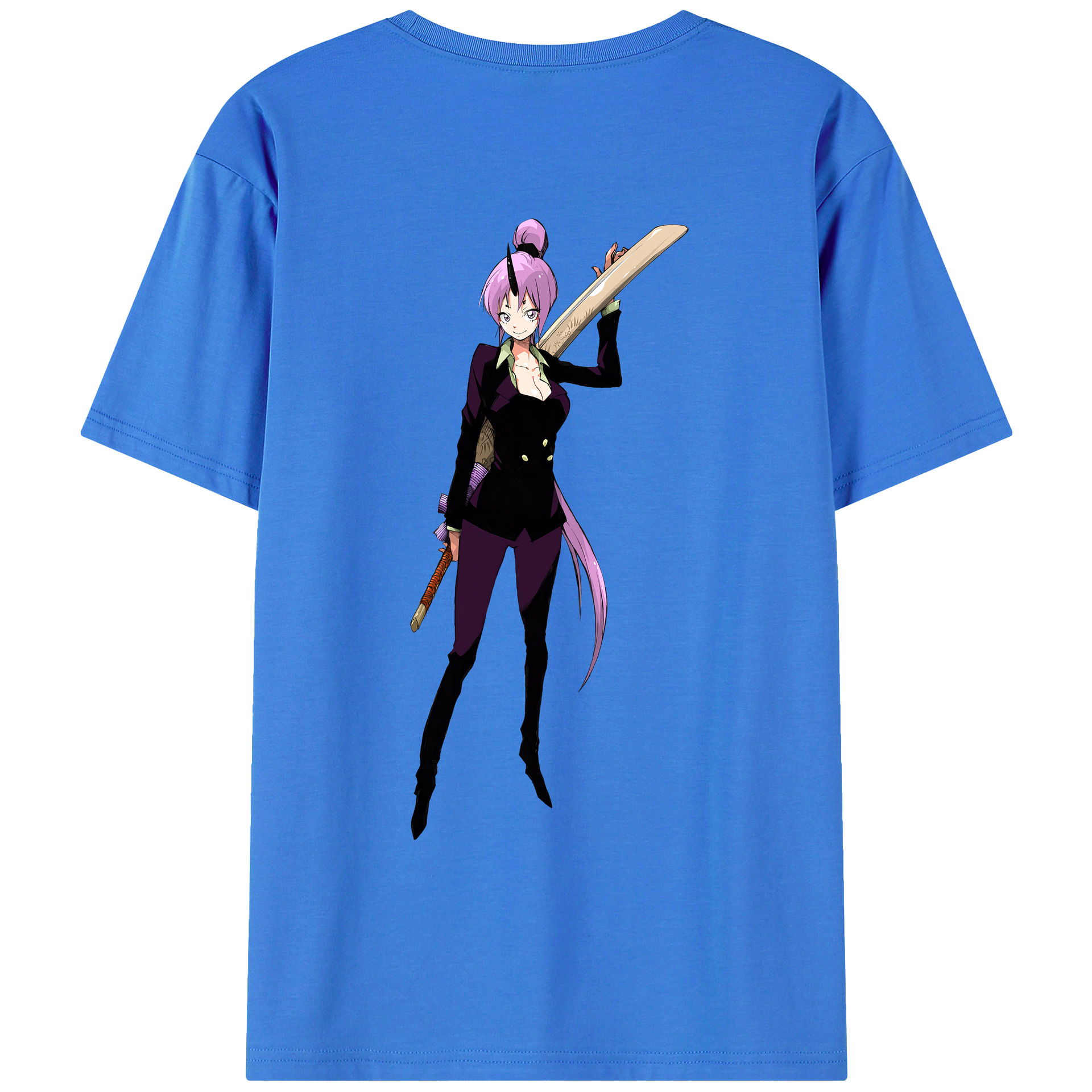 （画像用） 転スラ Regarding Reincarnated to Slime 綿100％ メンズ半袖Tシャツ（バックプリント） 通気性