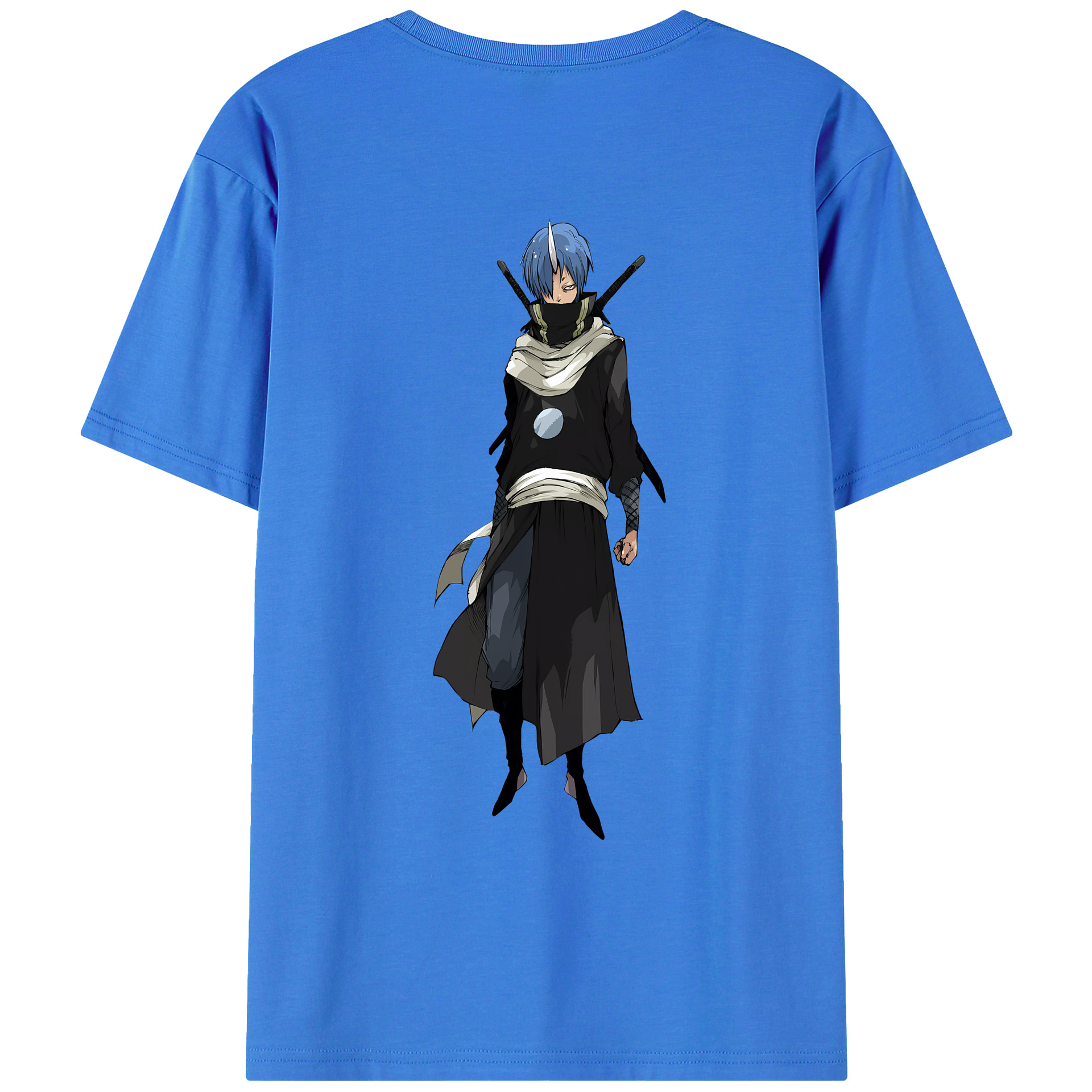 （画像用） 転スラ Regarding Reincarnated to Slime 綿100％ メンズ半袖Tシャツ（バックプリント） 通気性