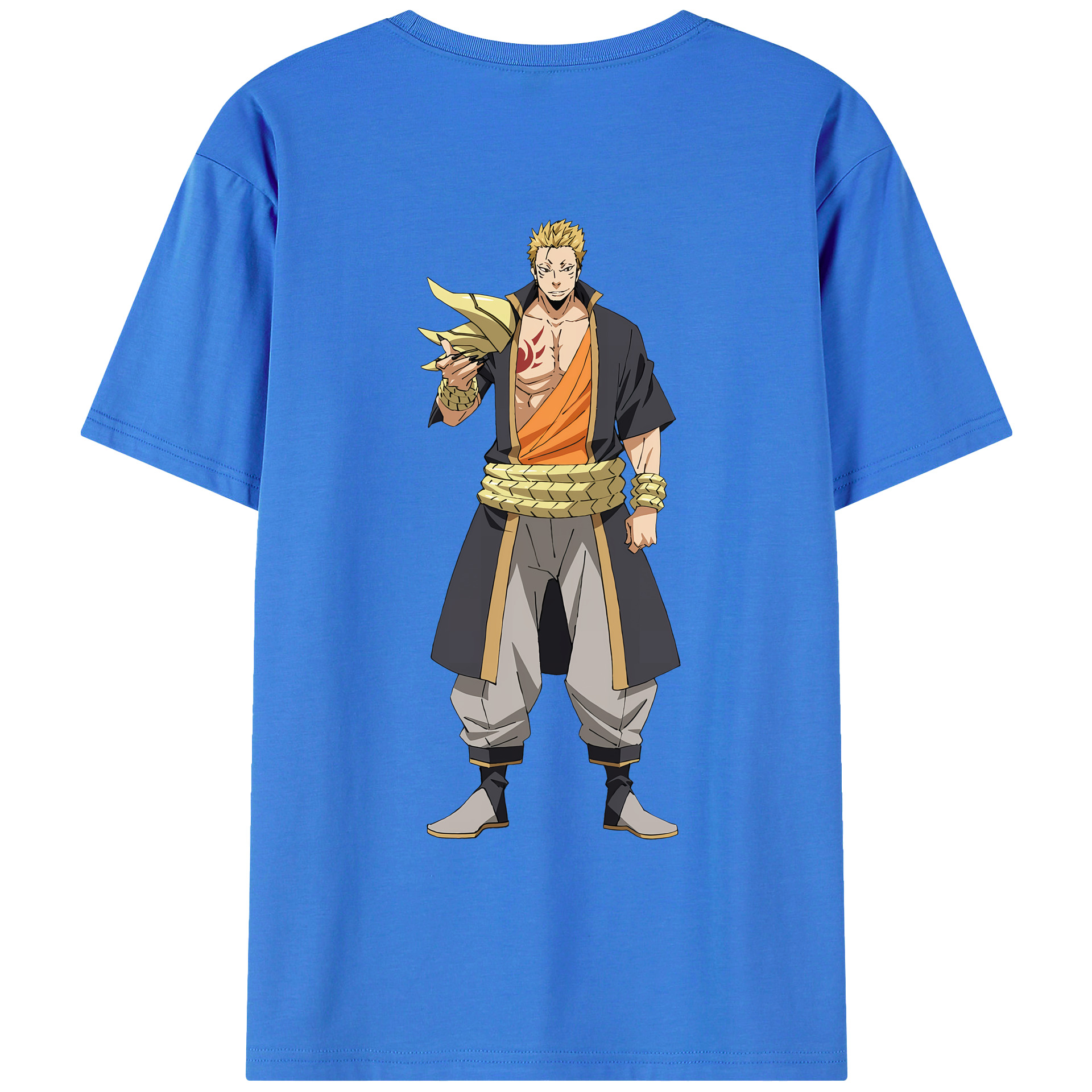 （画像用） 転スラ Regarding Reincarnated to Slime 綿100％ メンズ半袖Tシャツ（バックプリント） 通気性
