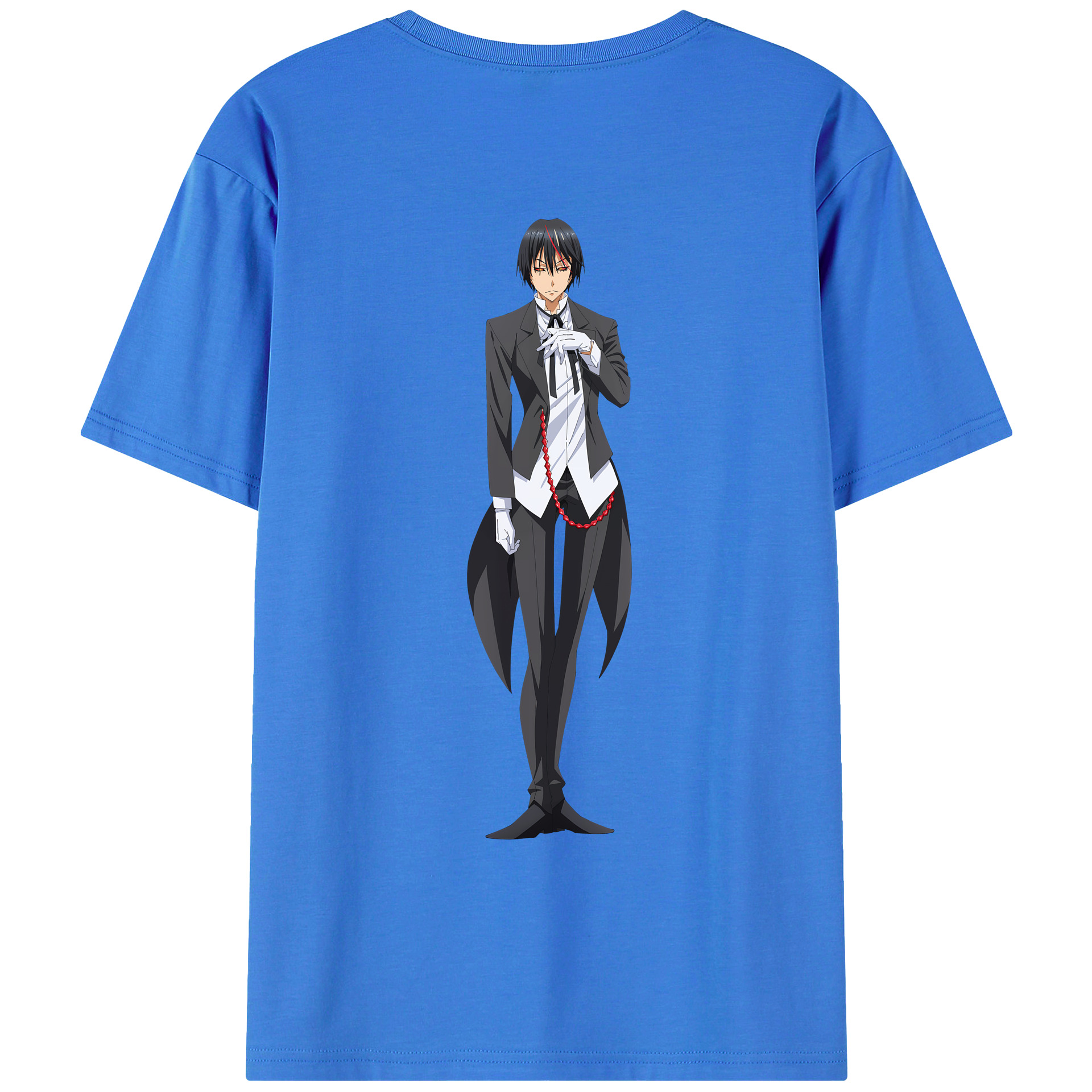 （画像用） 転スラ Regarding Reincarnated to Slime 綿100％ メンズ半袖Tシャツ（バックプリント） 通気性