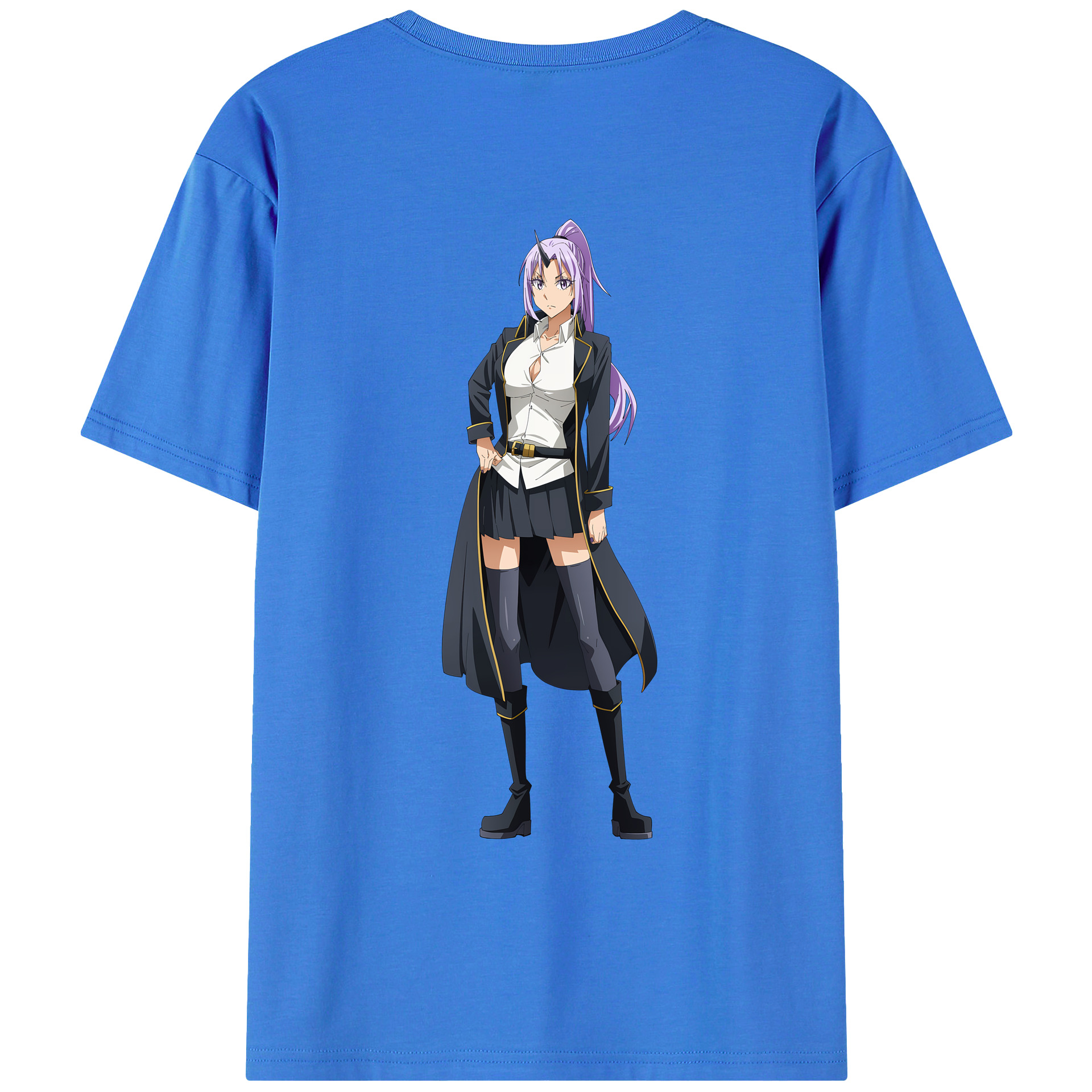 （画像用） 転スラ Regarding Reincarnated to Slime 綿100％ メンズ半袖Tシャツ（バックプリント） 通気性