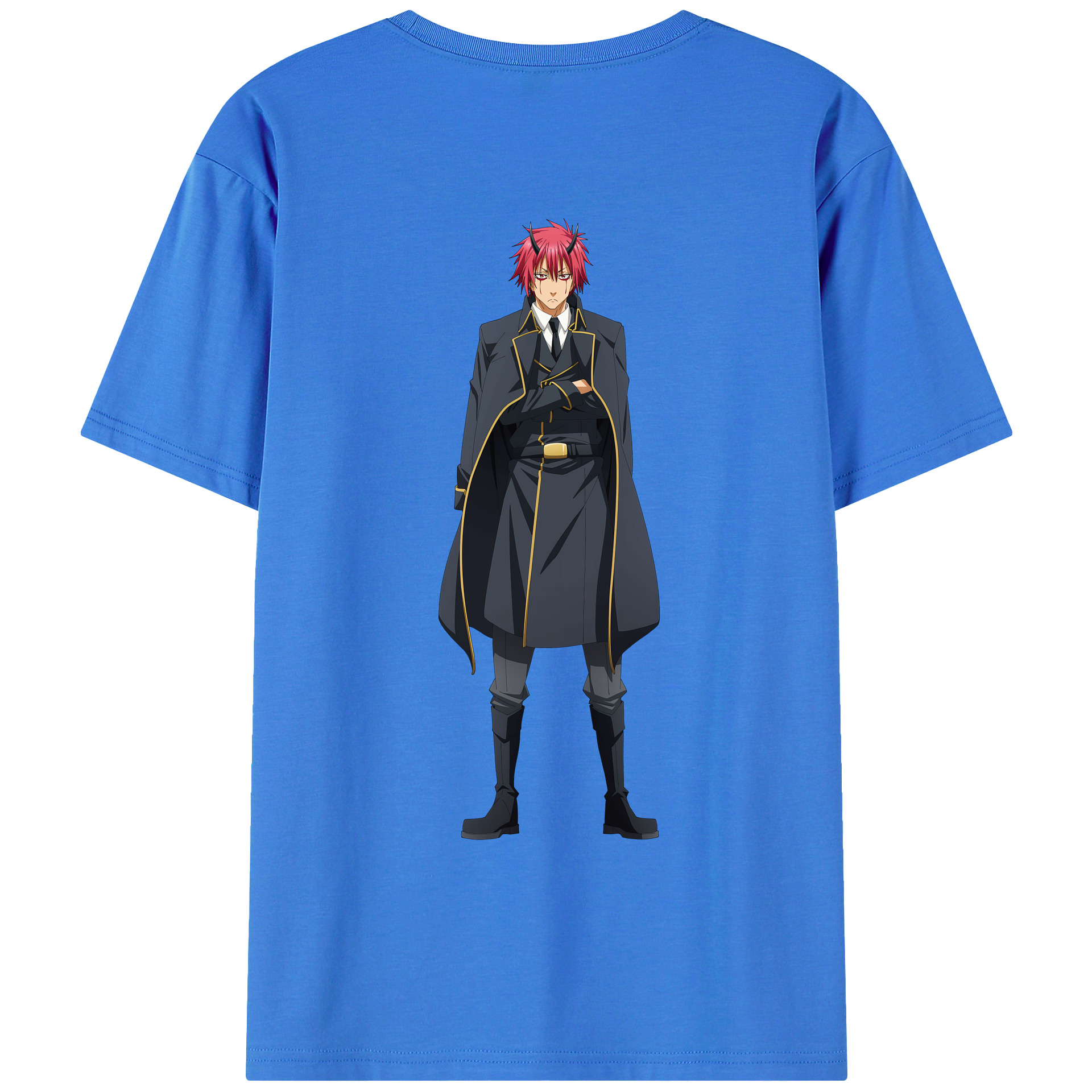 （画像用） 転スラ Regarding Reincarnated to Slime 綿100％ メンズ半袖Tシャツ（バックプリント） 通気性