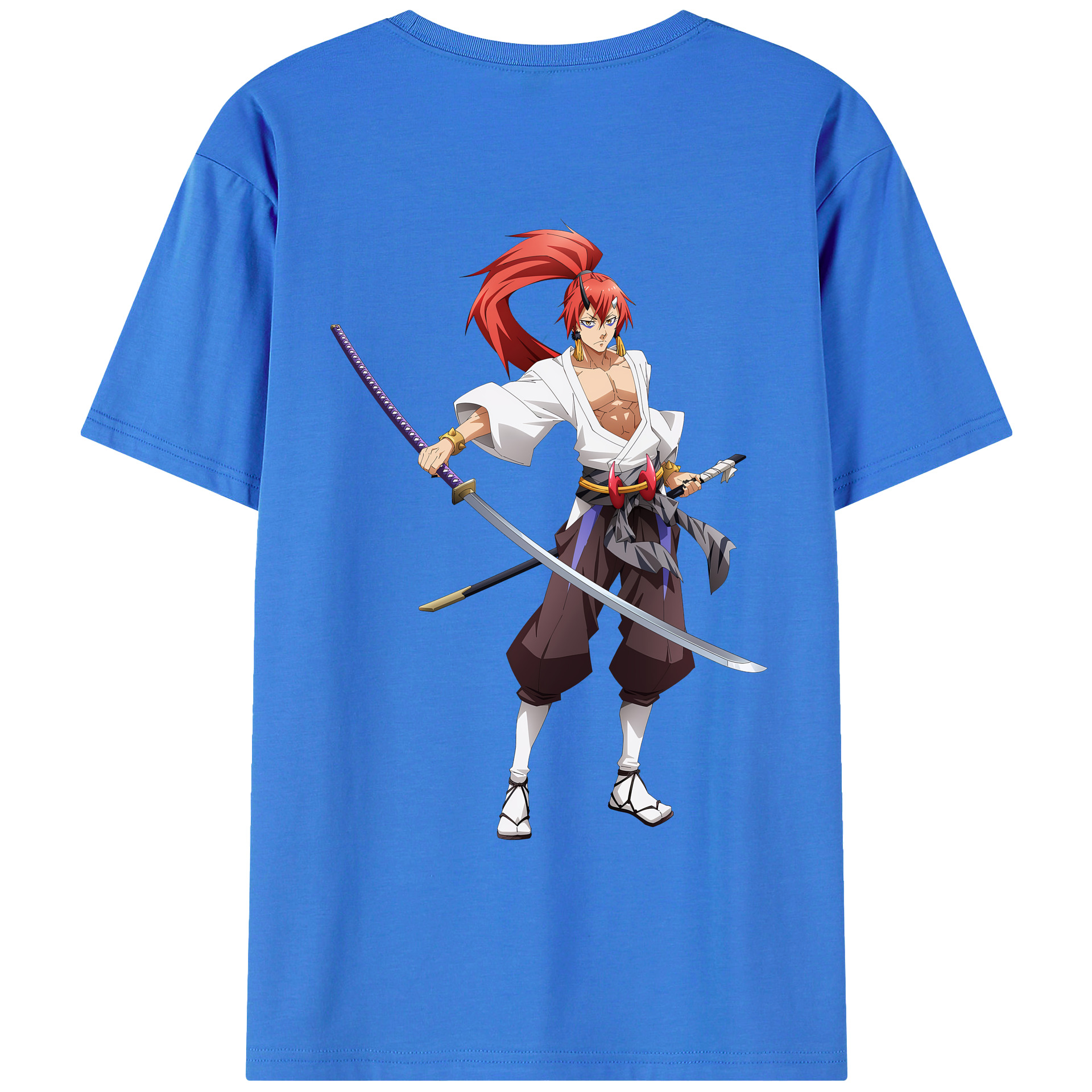（画像用） 転スラ Regarding Reincarnated to Slime 綿100％ メンズ半袖Tシャツ（バックプリント） 通気性