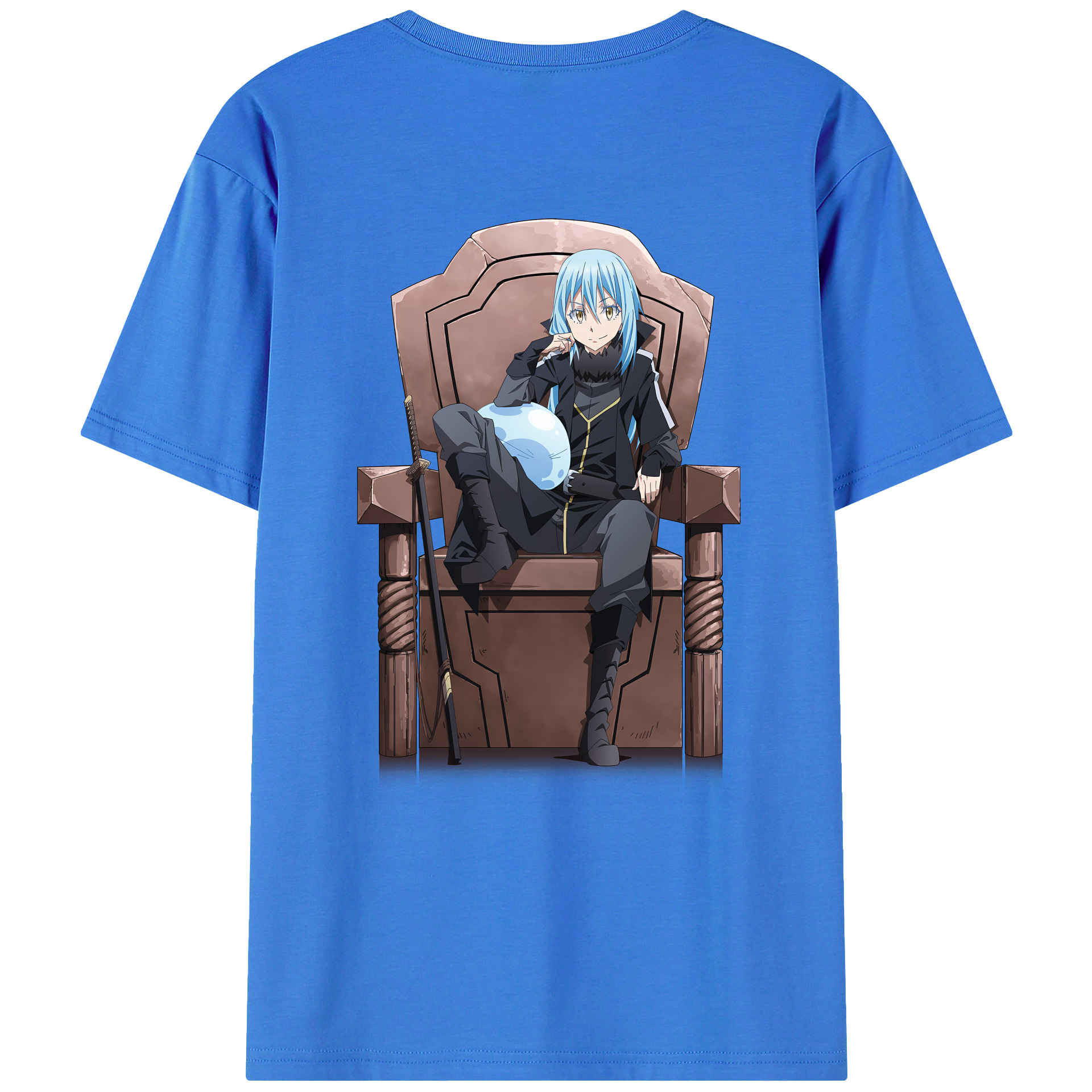 （画像用） 転スラ Regarding Reincarnated to Slime 綿100％ メンズ半袖Tシャツ（バックプリント） 通気性