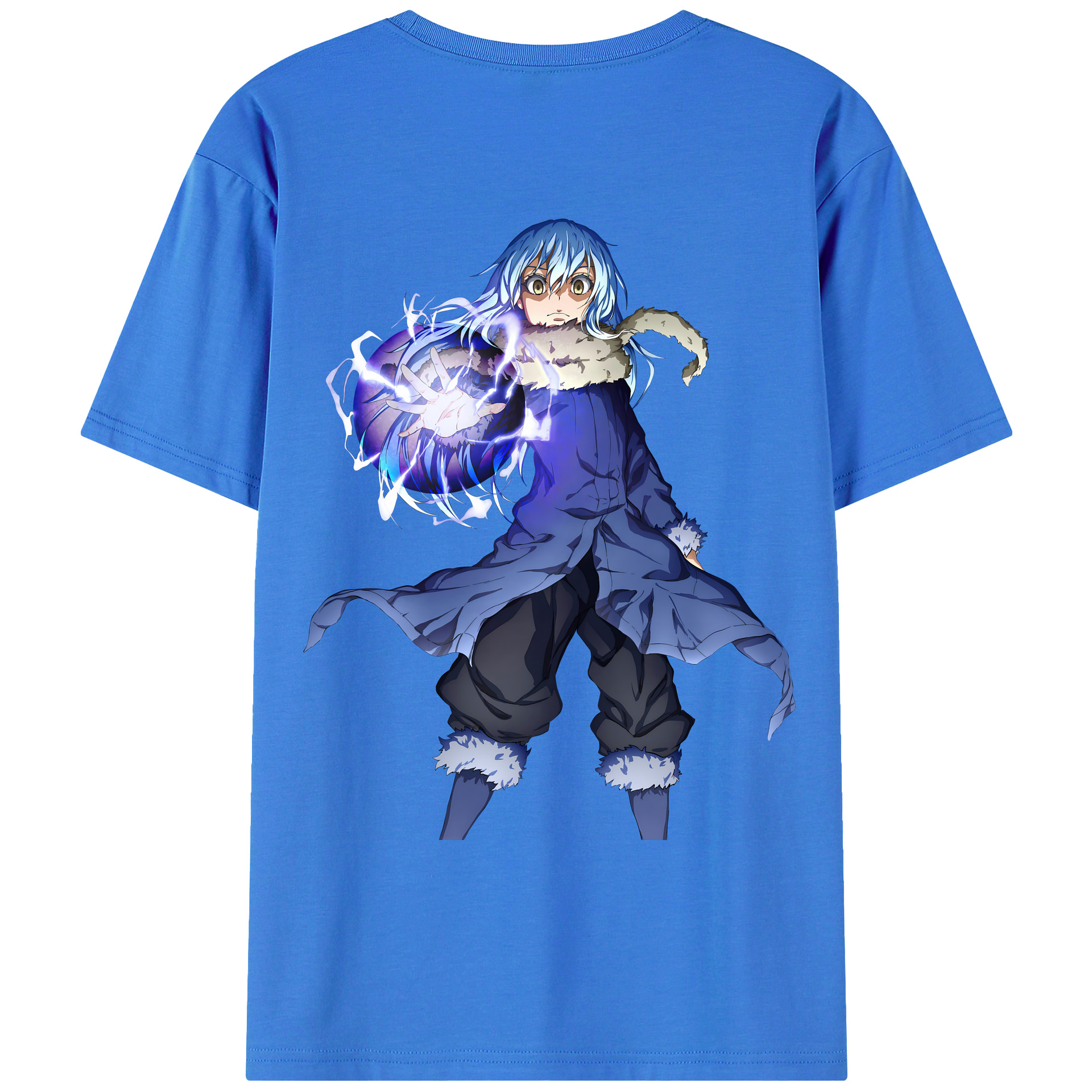 （画像用） 転スラ Regarding Reincarnated to Slime 綿100％ メンズ半袖Tシャツ（バックプリント） 通気性