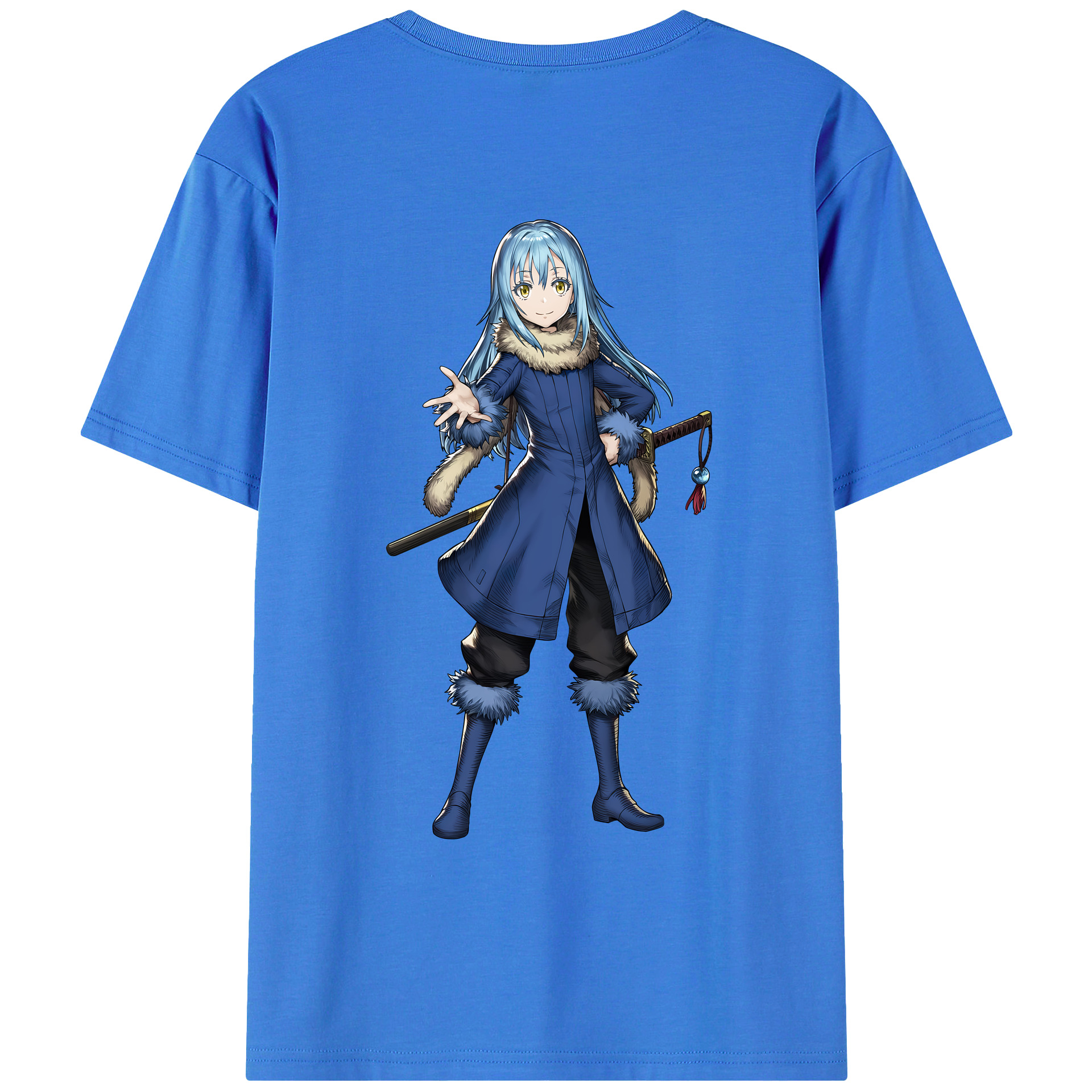 （画像用） 転スラ Regarding Reincarnated to Slime 綿100％ メンズ半袖Tシャツ（バックプリント） 通気性