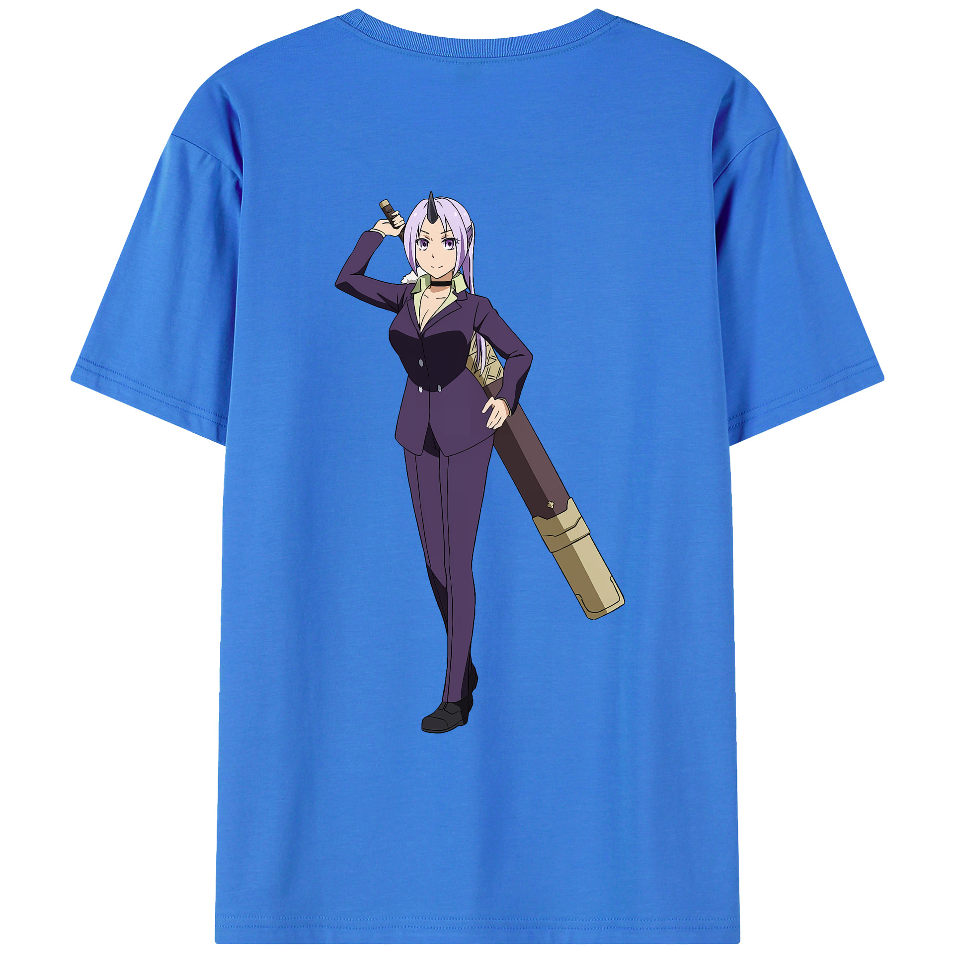 （画像用） 転スラ Regarding Reincarnated to Slime 綿100％ メンズ半袖Tシャツ（バックプリント） 通気性