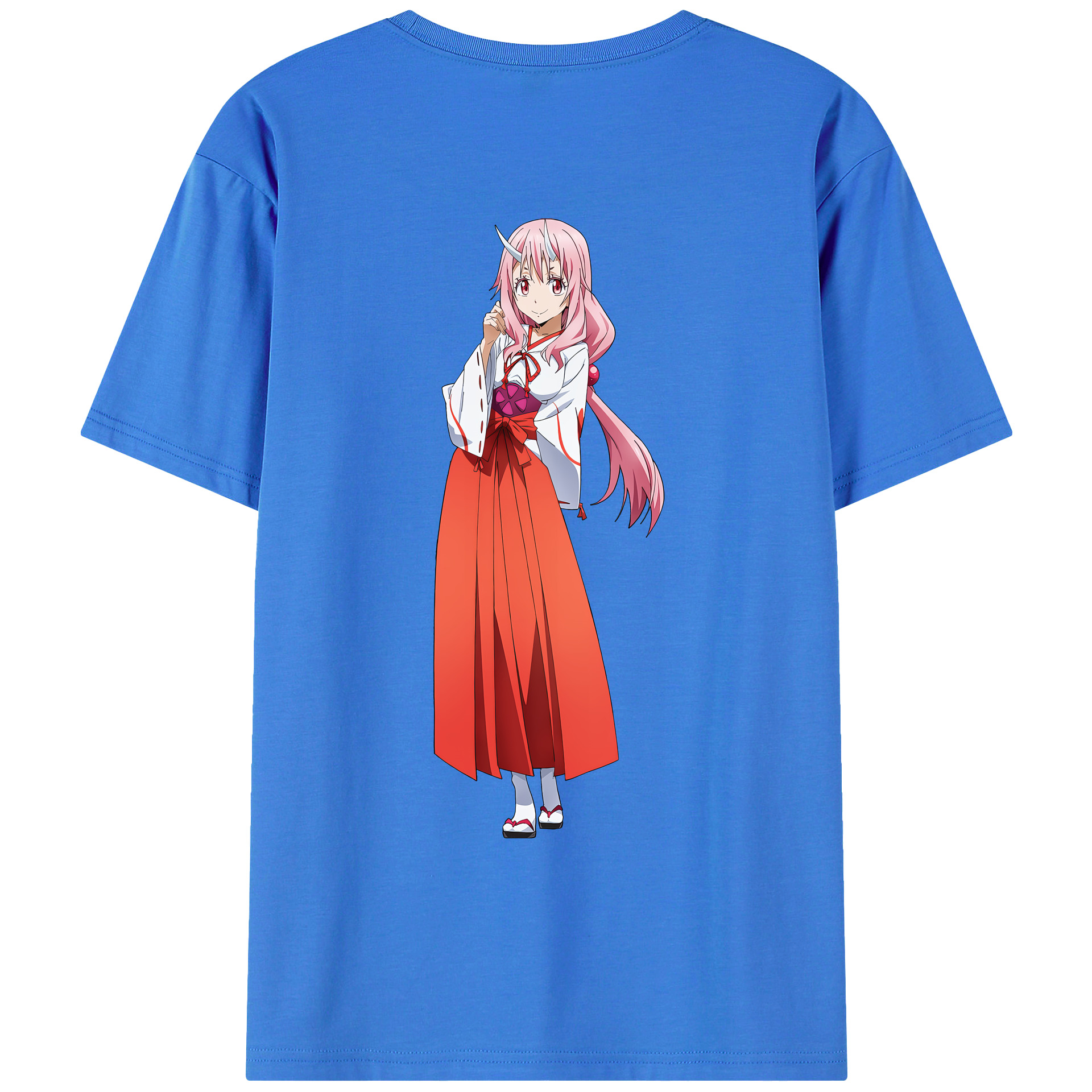 （画像用） 転スラ Regarding Reincarnated to Slime 綿100％ メンズ半袖Tシャツ（バックプリント） 通気性