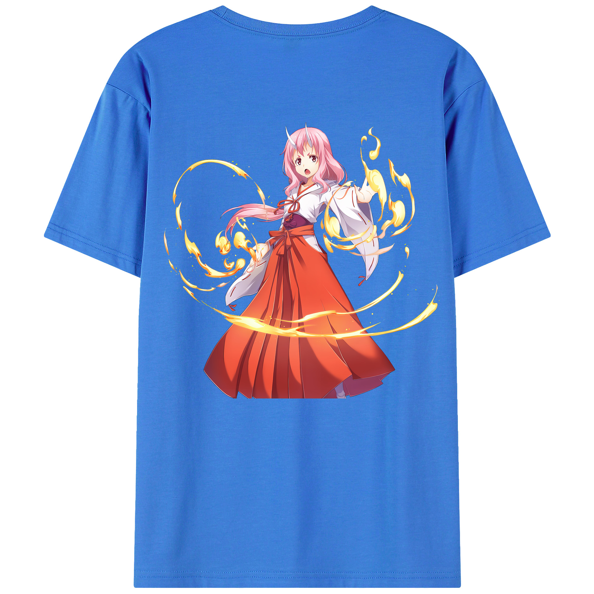 （画像用） 転スラ Regarding Reincarnated to Slime 綿100％ メンズ半袖Tシャツ（バックプリント） 通気性