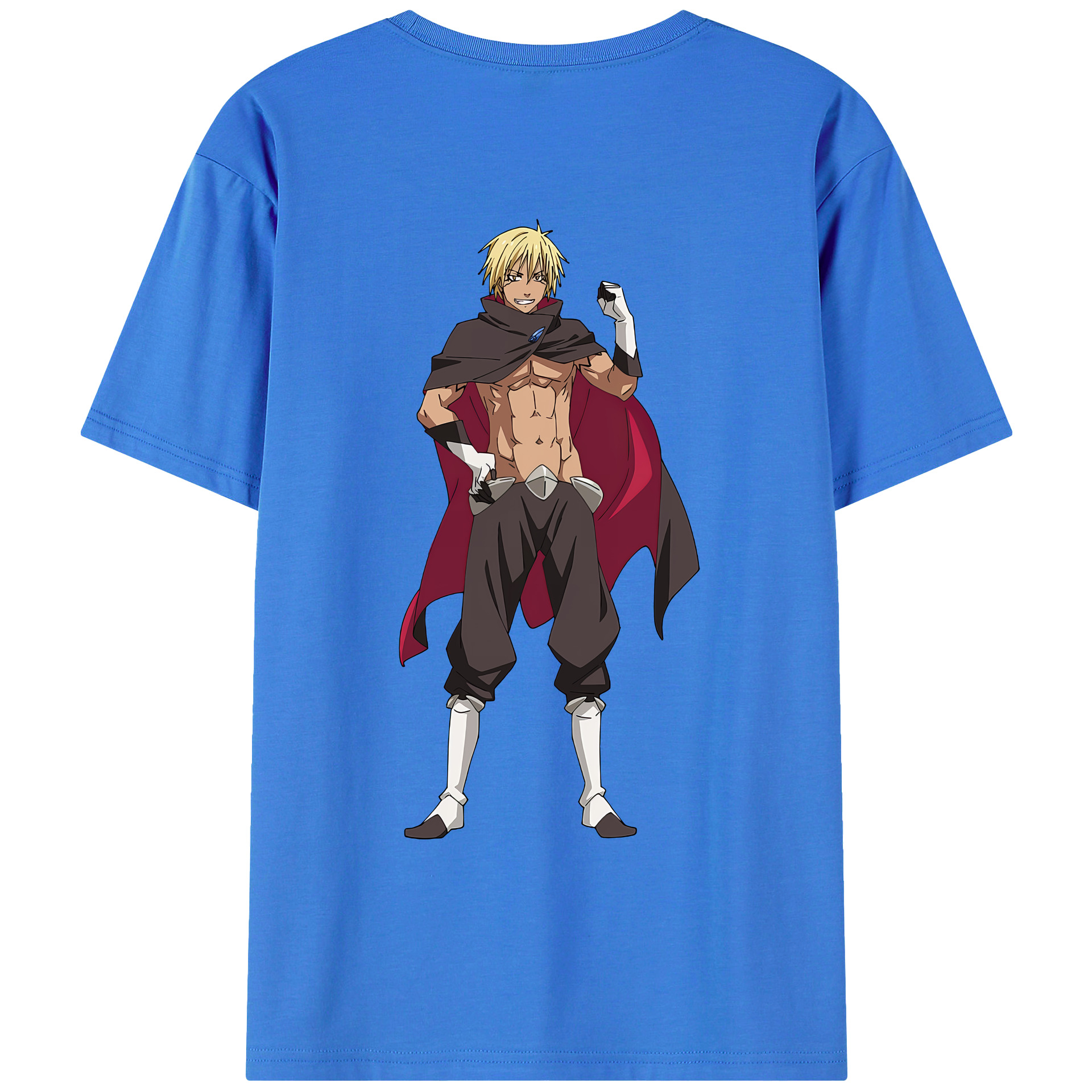 （画像用） 転スラ Regarding Reincarnated to Slime 綿100％ メンズ半袖Tシャツ（バックプリント） 通気性