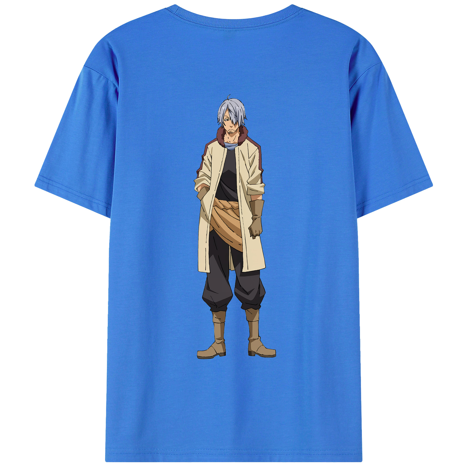 （画像用） 転スラ Regarding Reincarnated to Slime 綿100％ メンズ半袖Tシャツ（バックプリント） 通気性