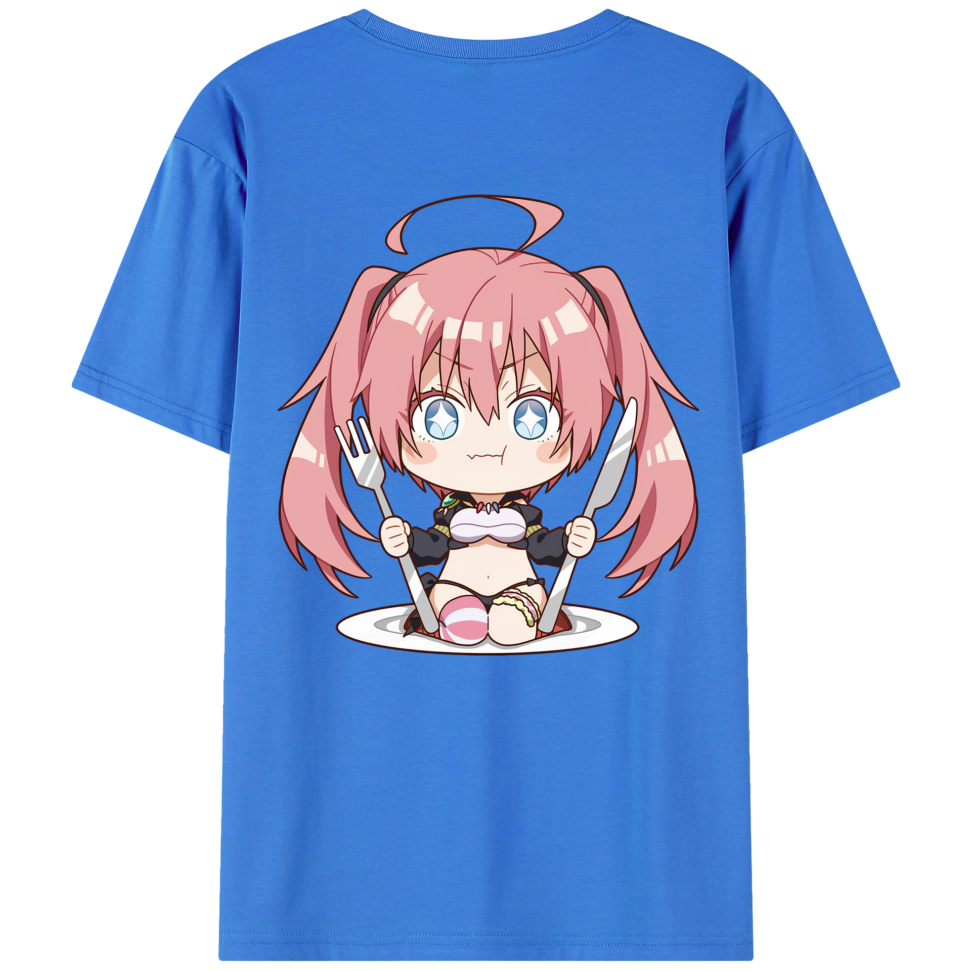 （画像用） 転スラ Regarding Reincarnated to Slime 綿100％ メンズ半袖Tシャツ（バックプリント） 通気性