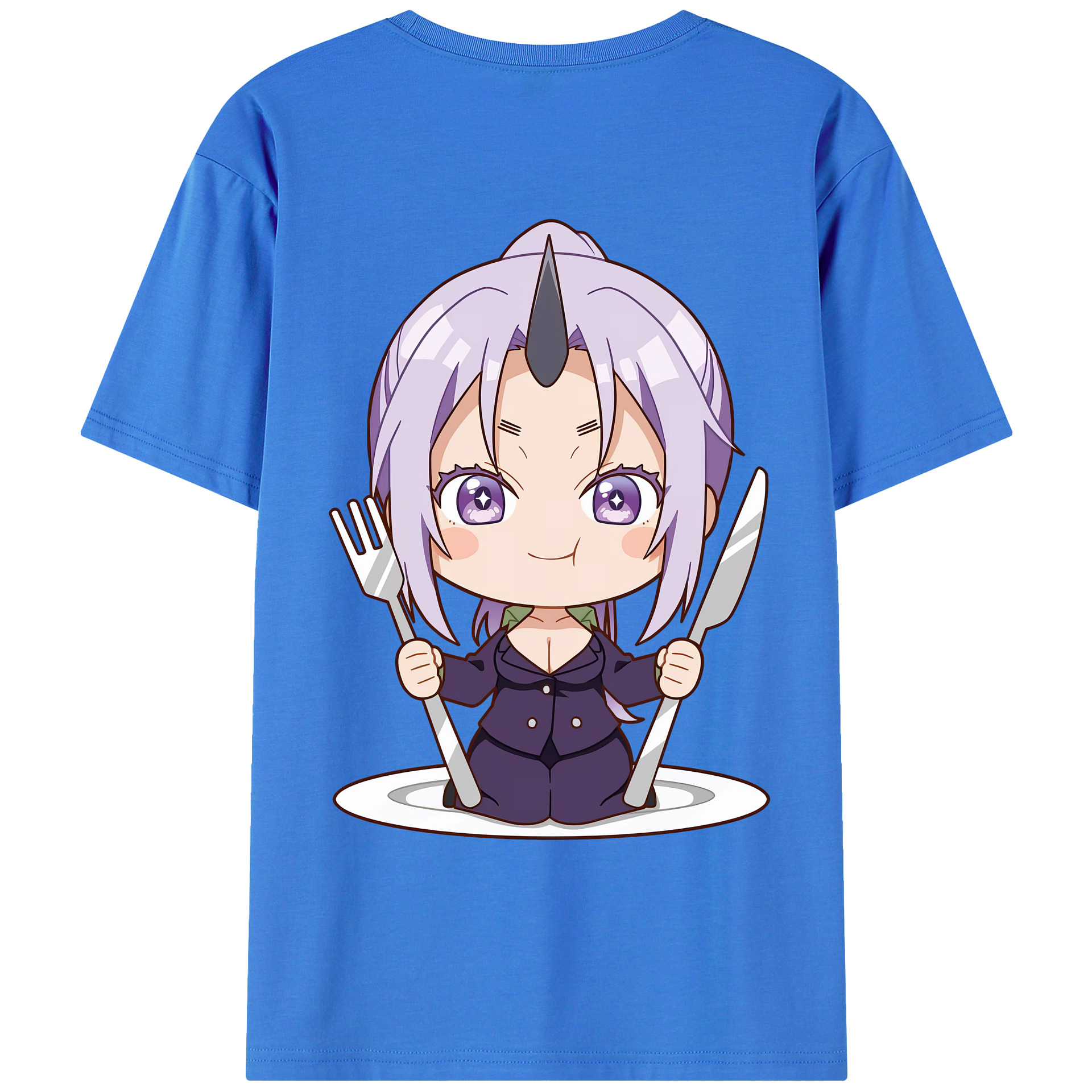 （画像用） 転スラ Regarding Reincarnated to Slime 綿100％ メンズ半袖Tシャツ（バックプリント） 通気性