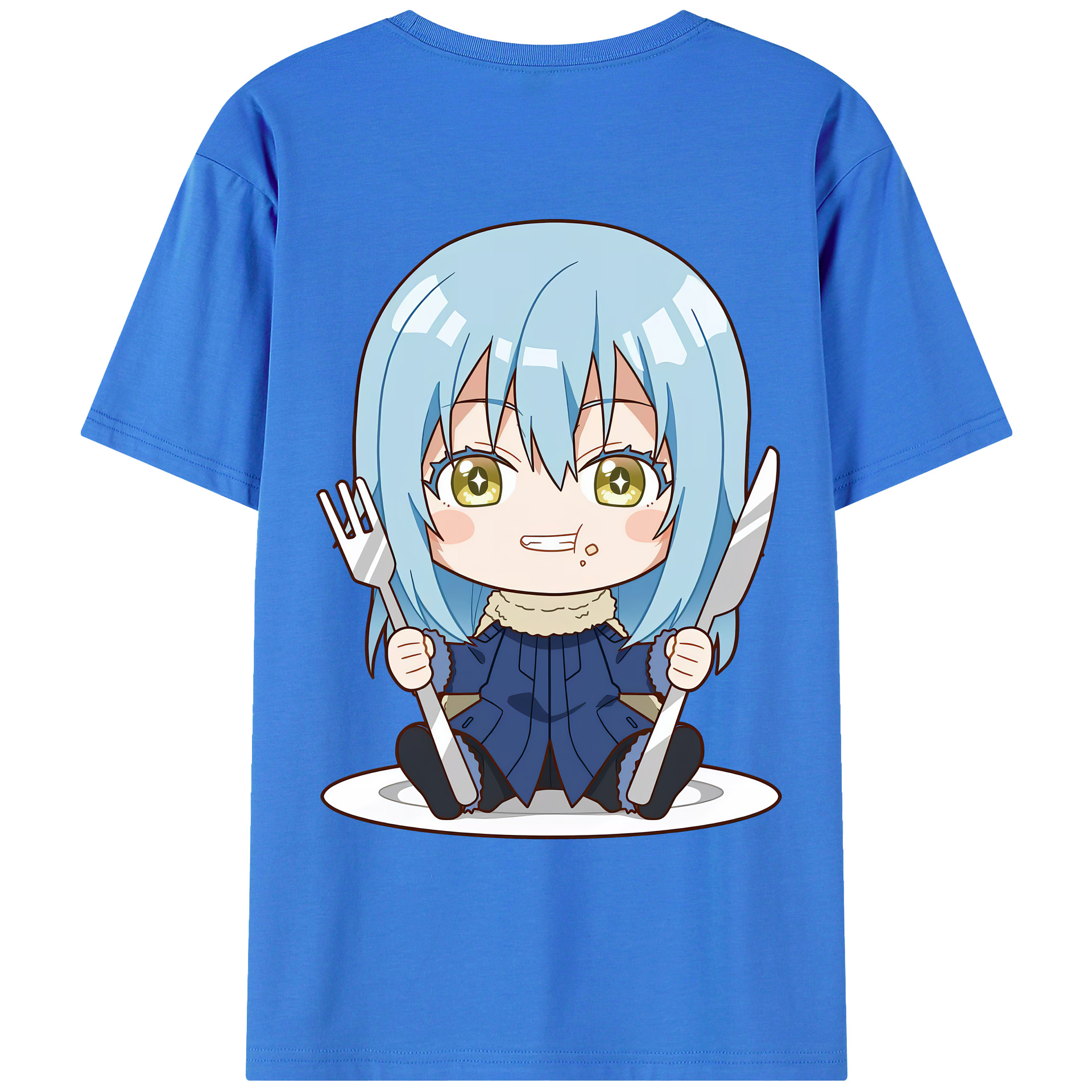 （画像用） 転スラ Regarding Reincarnated to Slime 綿100％ メンズ半袖Tシャツ（バックプリント） 通気性