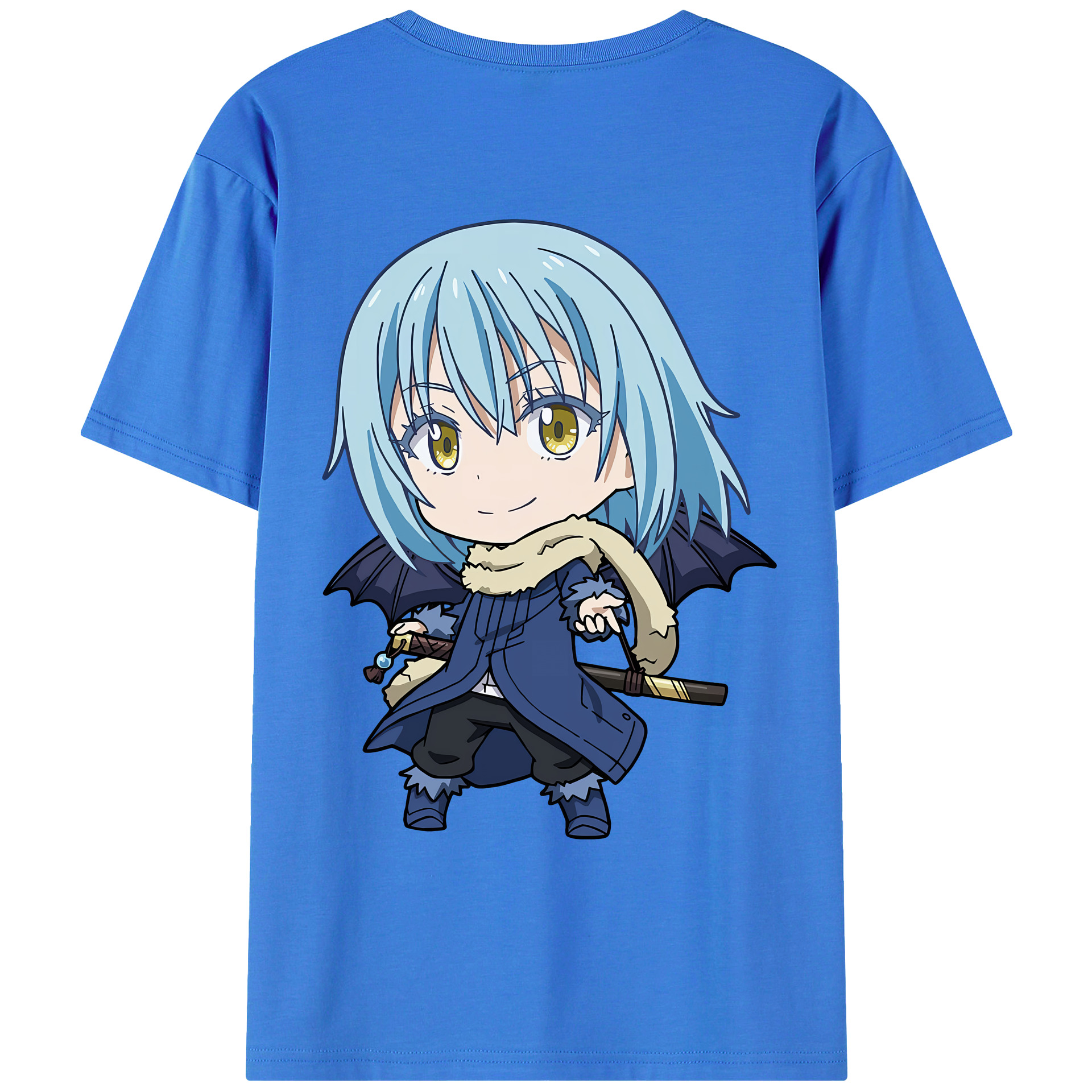 （画像用） 転スラ Regarding Reincarnated to Slime 綿100％ メンズ半袖Tシャツ（バックプリント） 通気性