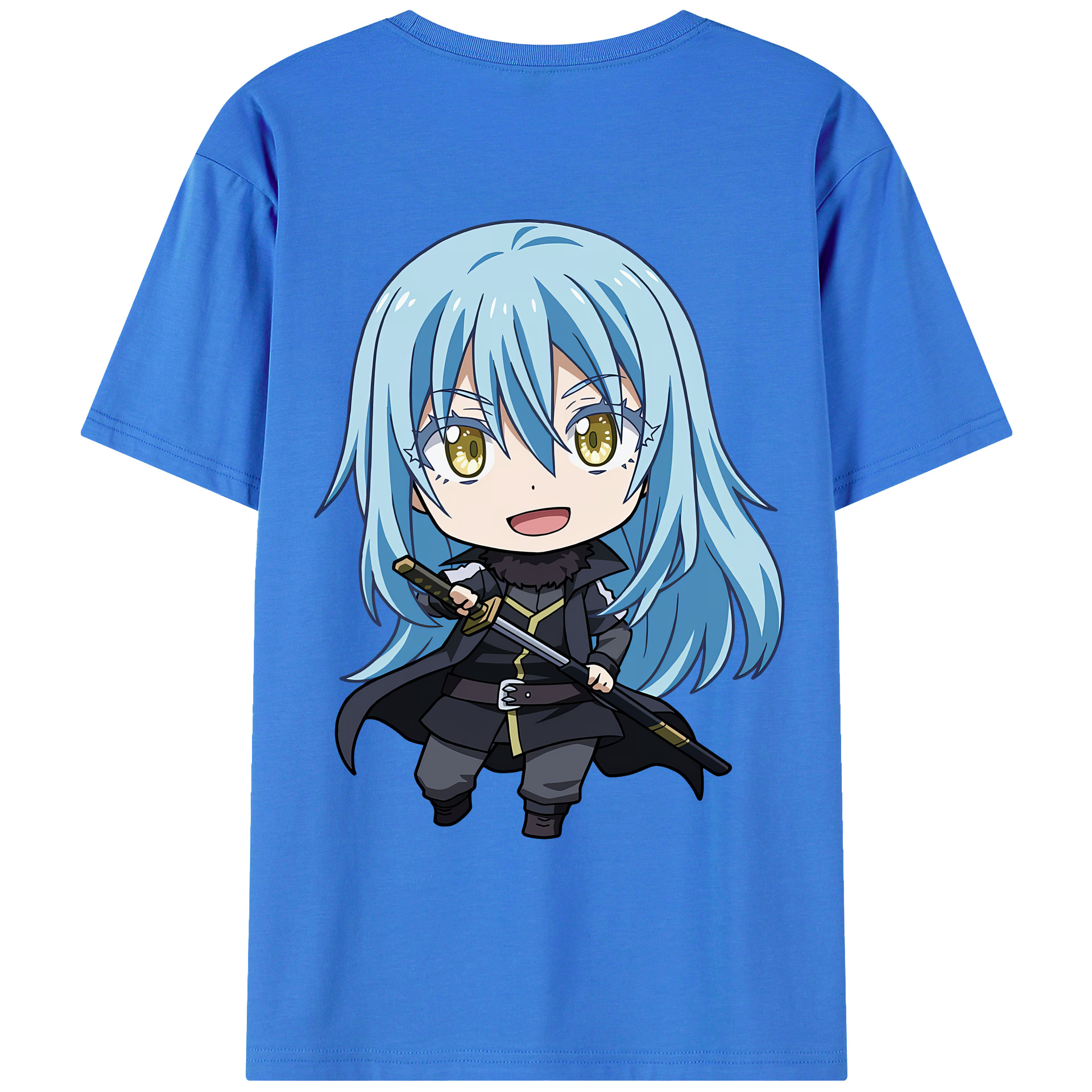 （画像用） 転スラ Regarding Reincarnated to Slime 綿100％ メンズ半袖Tシャツ（バックプリント） 通気性
