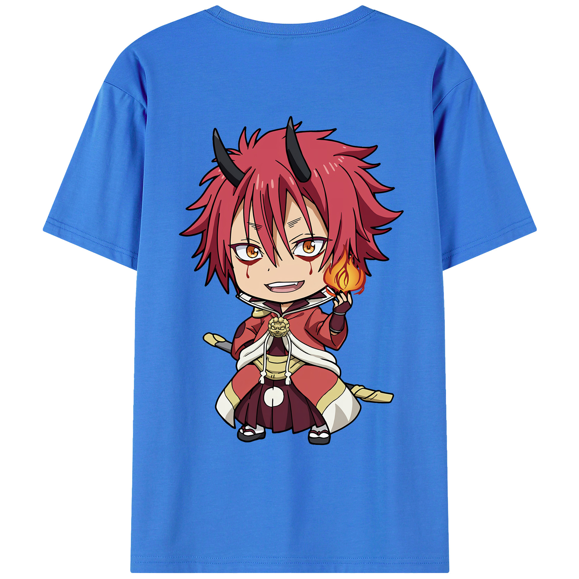 （画像用） 転スラ Regarding Reincarnated to Slime 綿100％ メンズ半袖Tシャツ（バックプリント） 通気性