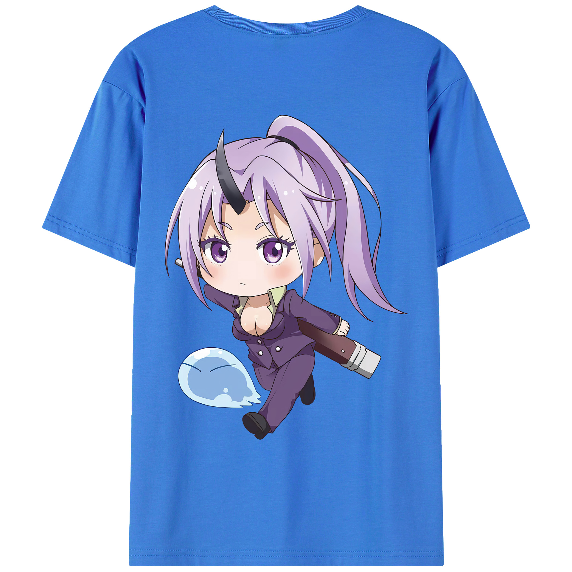 （画像用） 転スラ Regarding Reincarnated to Slime 綿100％ メンズ半袖Tシャツ（バックプリント） 通気性