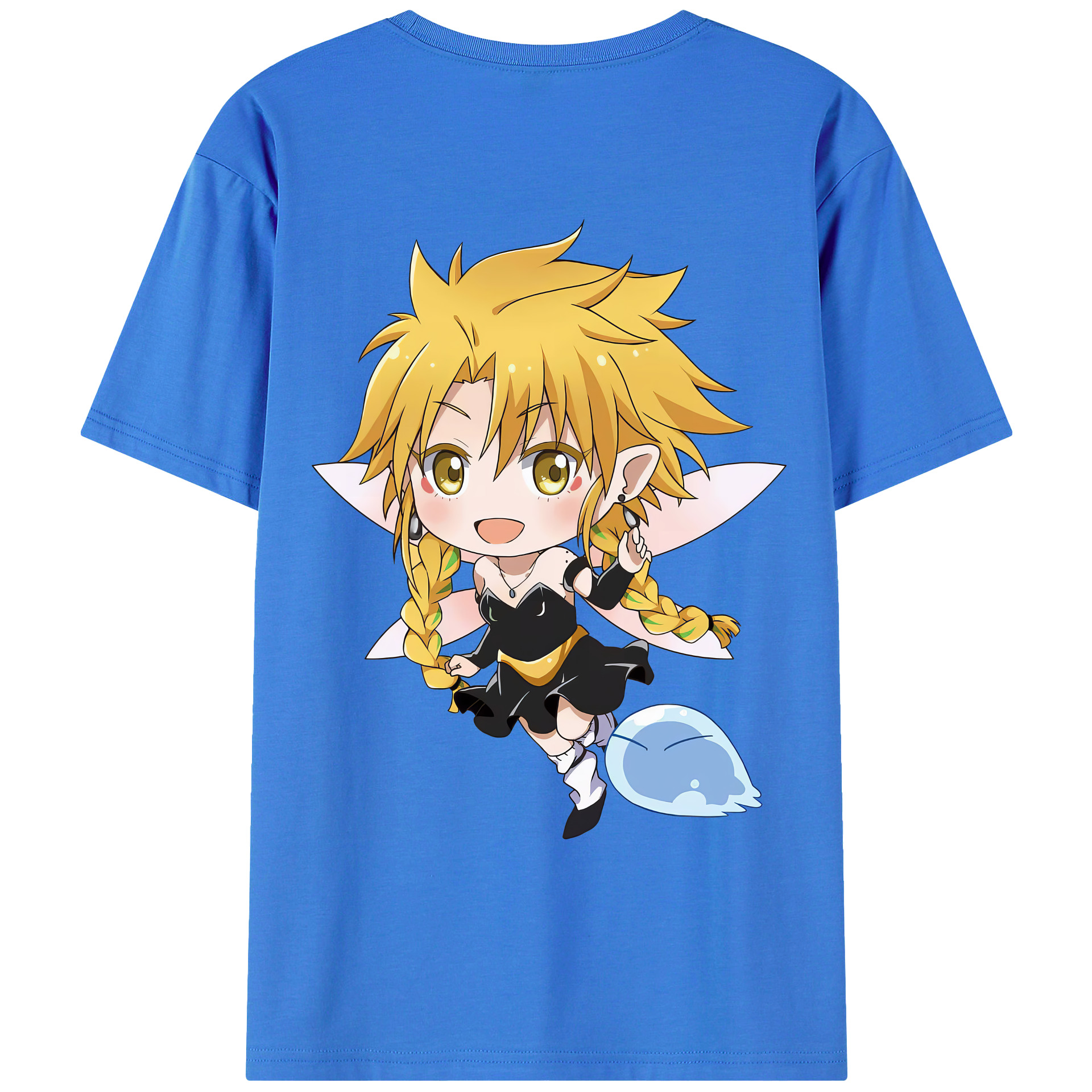 （画像用） 転スラ Regarding Reincarnated to Slime 綿100％ メンズ半袖Tシャツ（バックプリント） 通気性