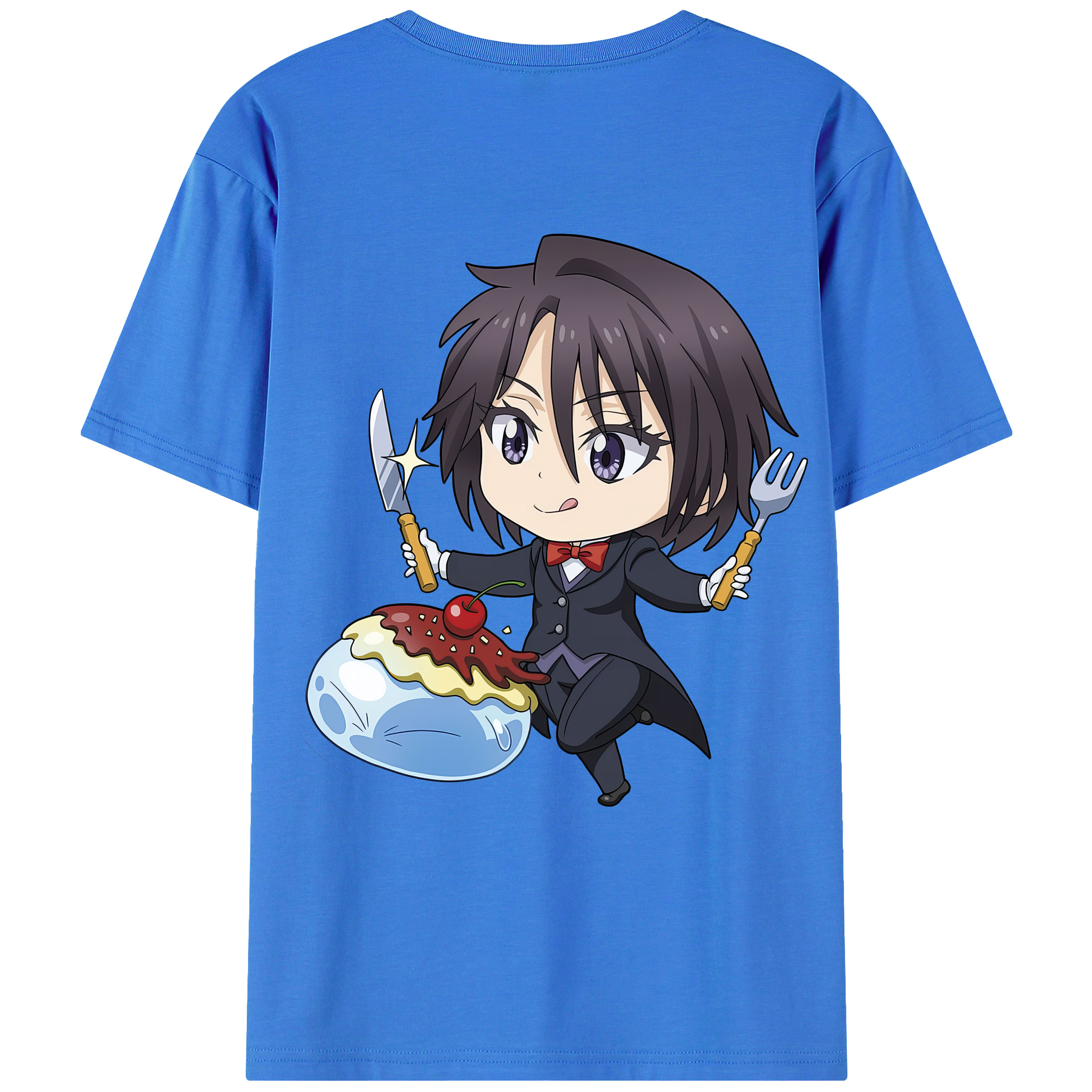 （画像用） 転スラ Regarding Reincarnated to Slime 綿100％ メンズ半袖Tシャツ（バックプリント） 通気性