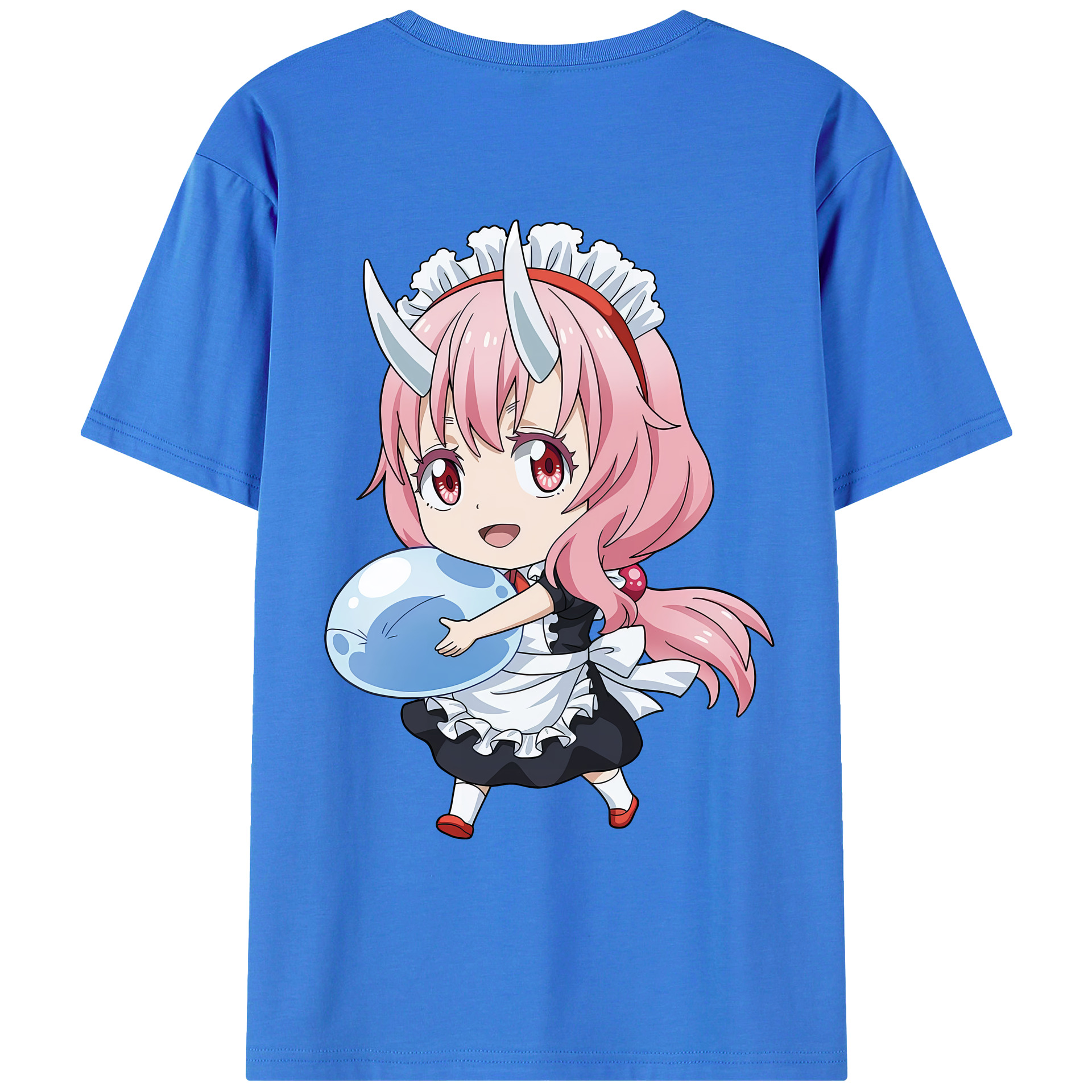 （画像用） 転スラ Regarding Reincarnated to Slime 綿100％ メンズ半袖Tシャツ（バックプリント） 通気性