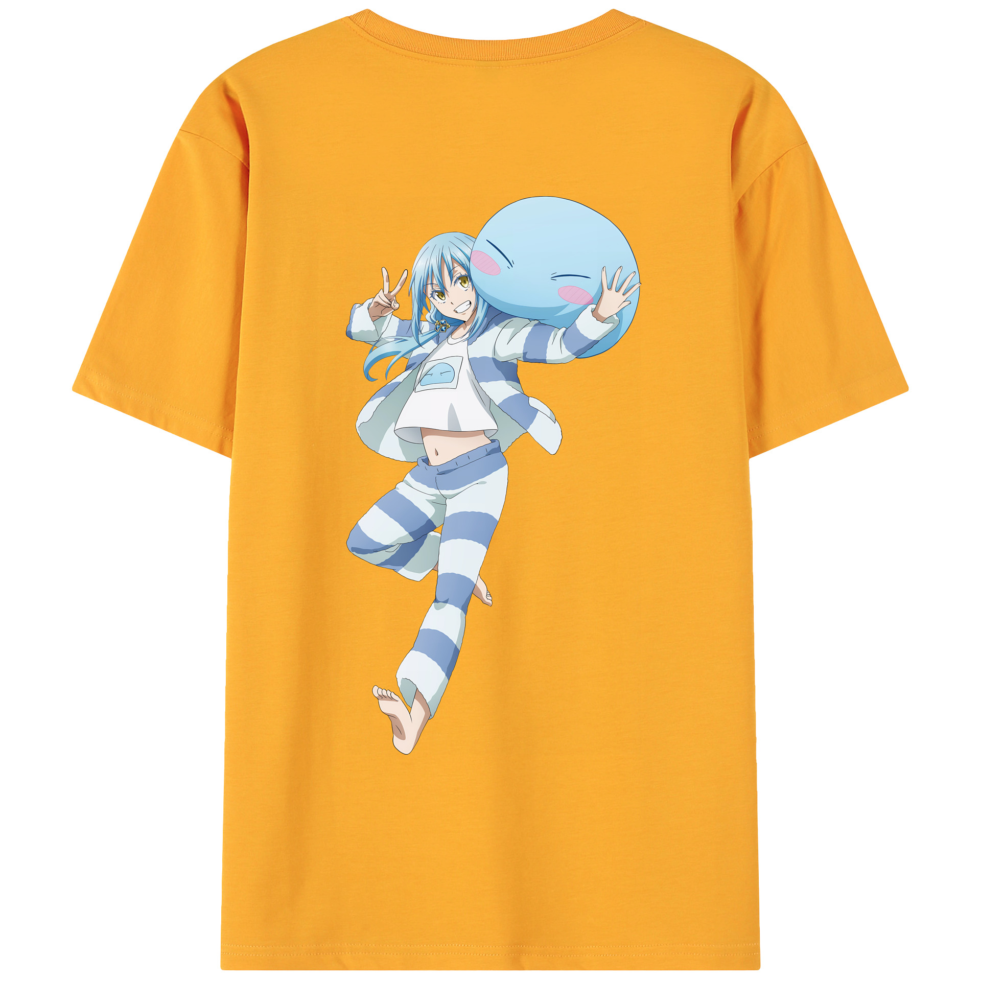 （画像用） 転スラ Regarding Reincarnated to Slime 綿100％ メンズ半袖Tシャツ（バックプリント） 通気性
