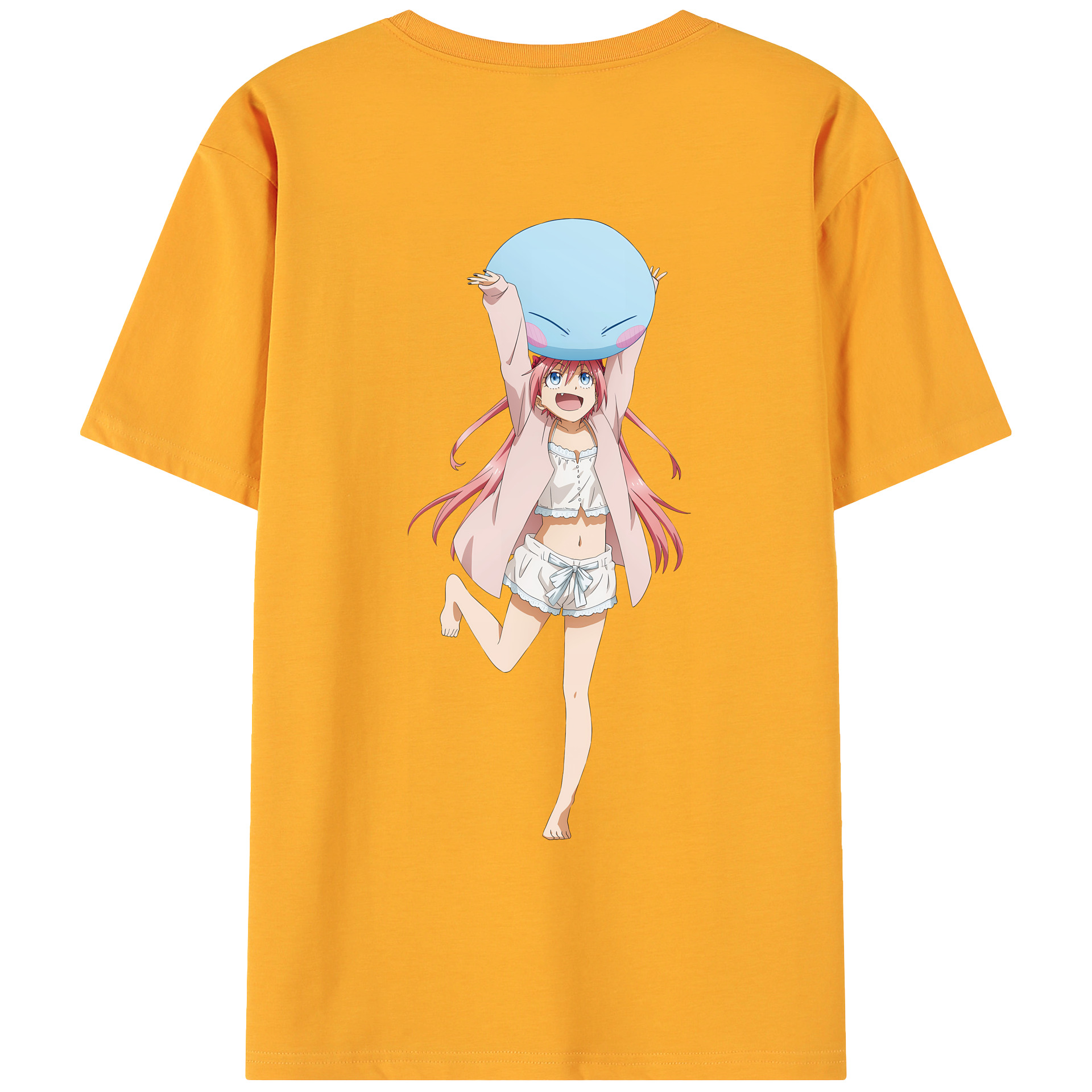 （画像用） 転スラ Regarding Reincarnated to Slime 綿100％ メンズ半袖Tシャツ（バックプリント） 通気性